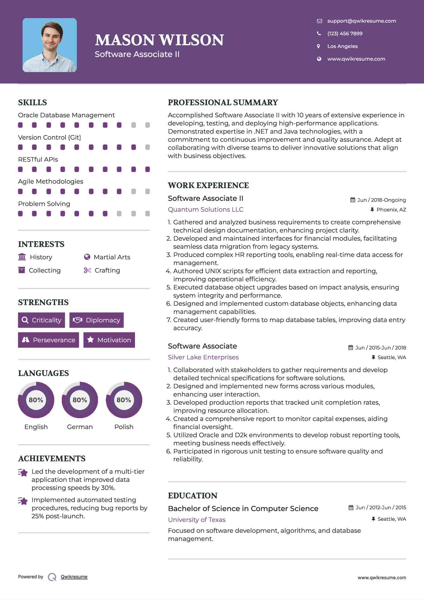 Software Associate Resume Samples | QwikResume