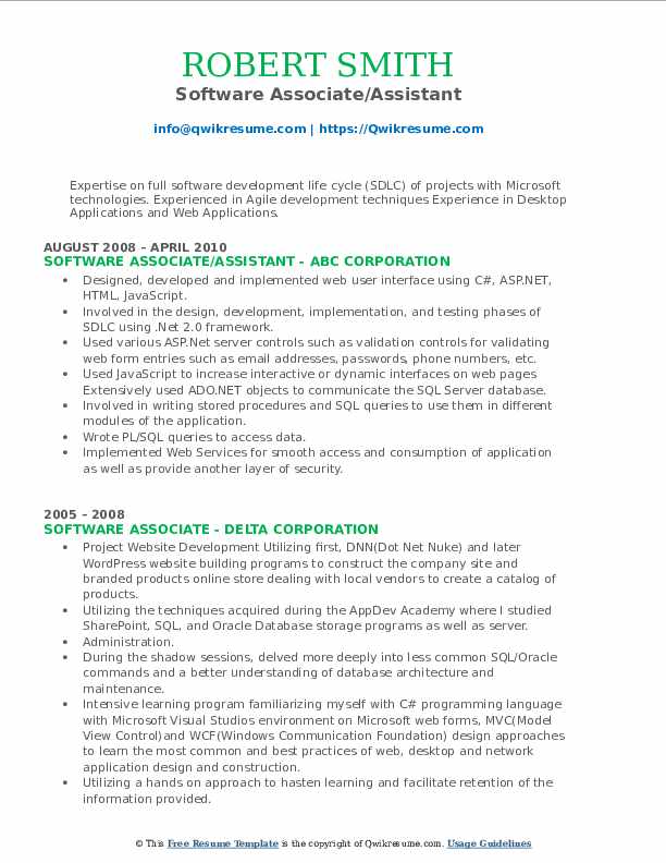 Software Associate Resume Samples | QwikResume image.