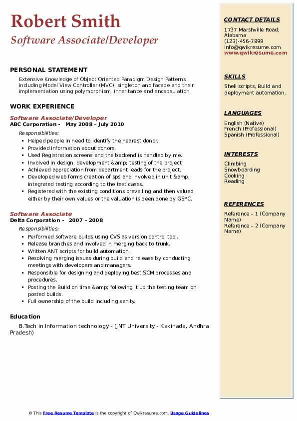 Software Associate Resume Samples | QwikResume