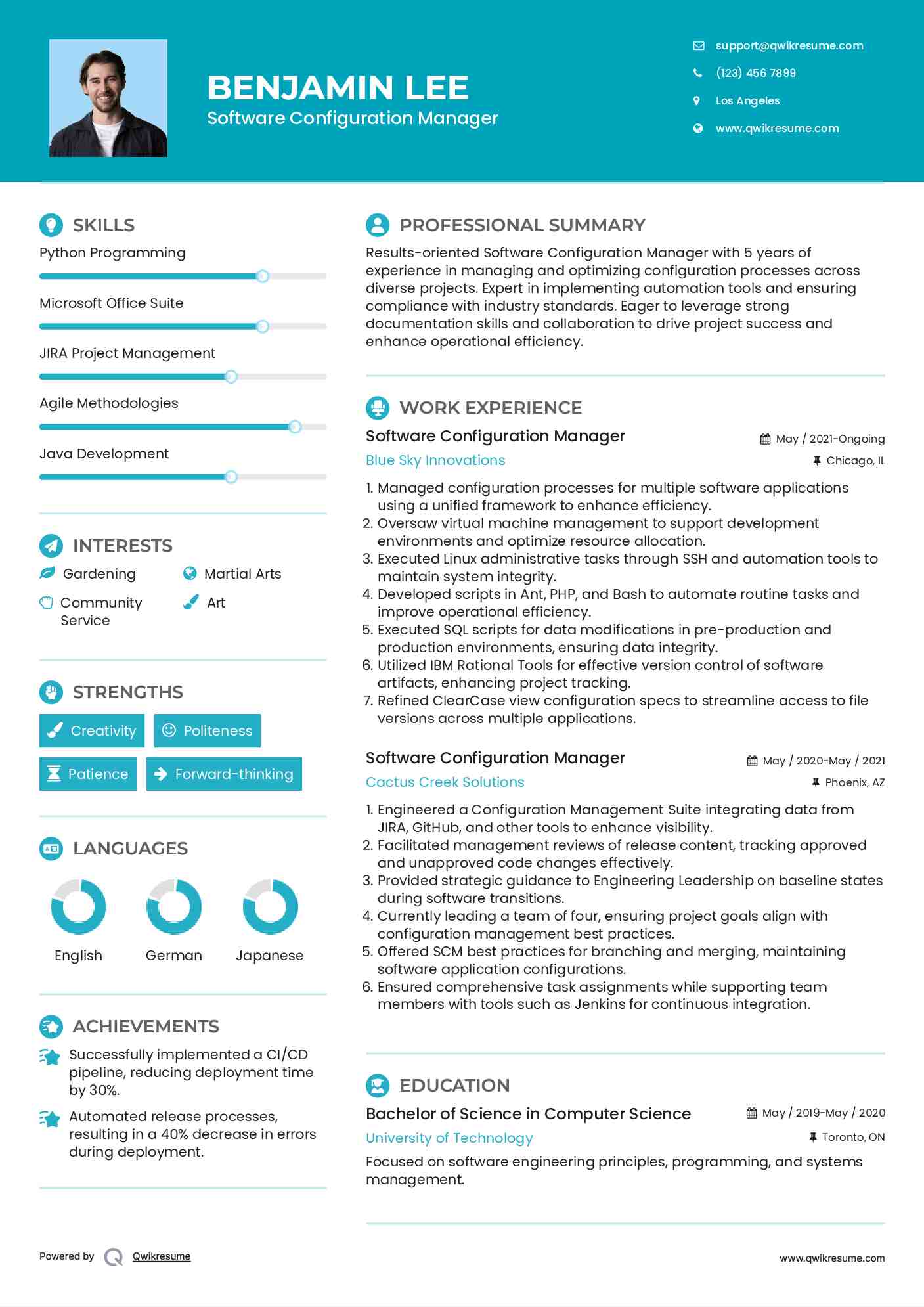 Software Configuration Manager Resume Model