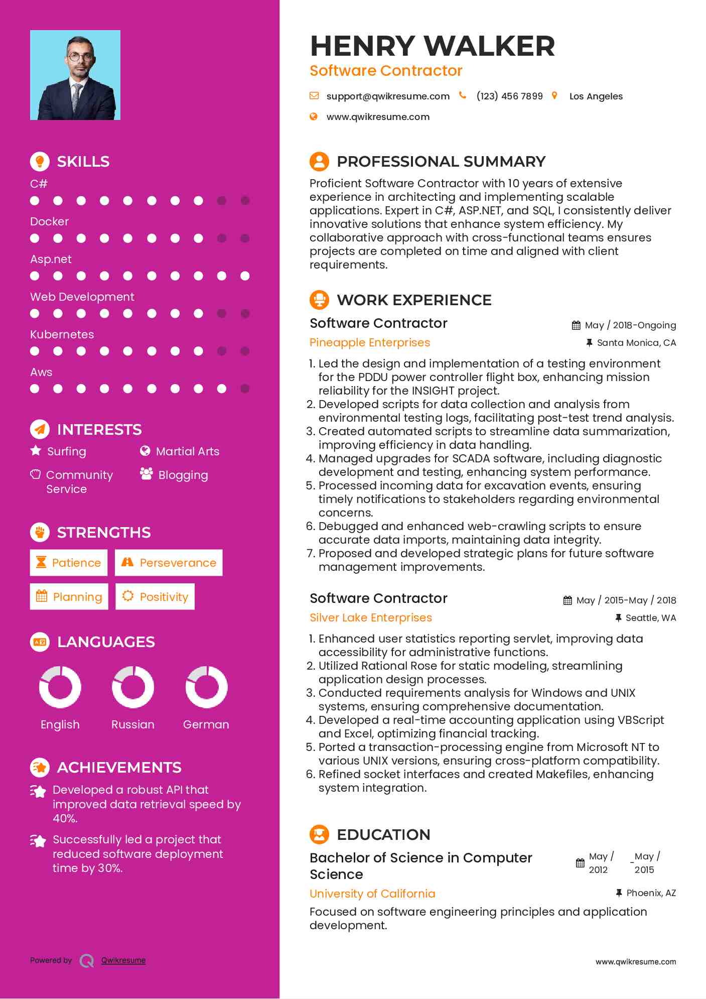 Software Contractor Resume Template