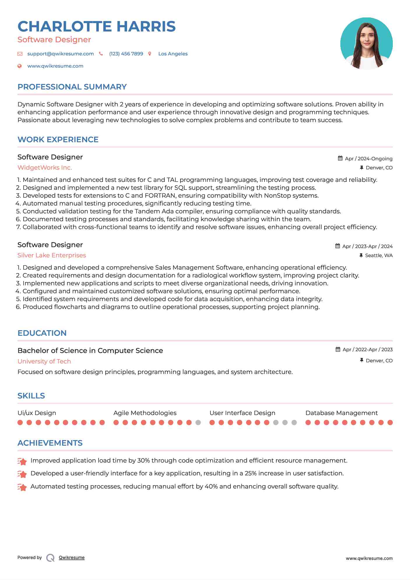 Software Designer Resume Template