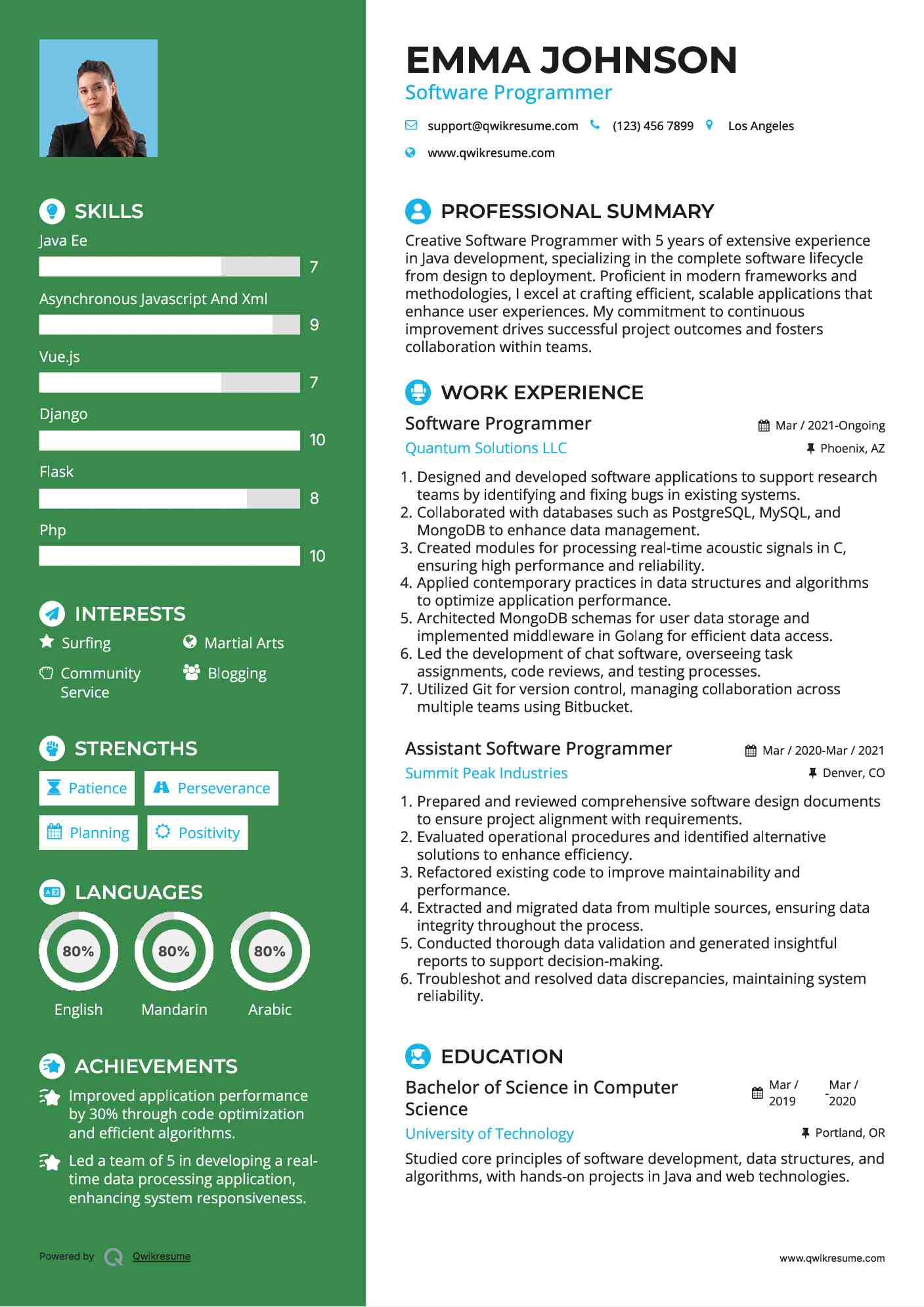 Software Programmer Resume Example