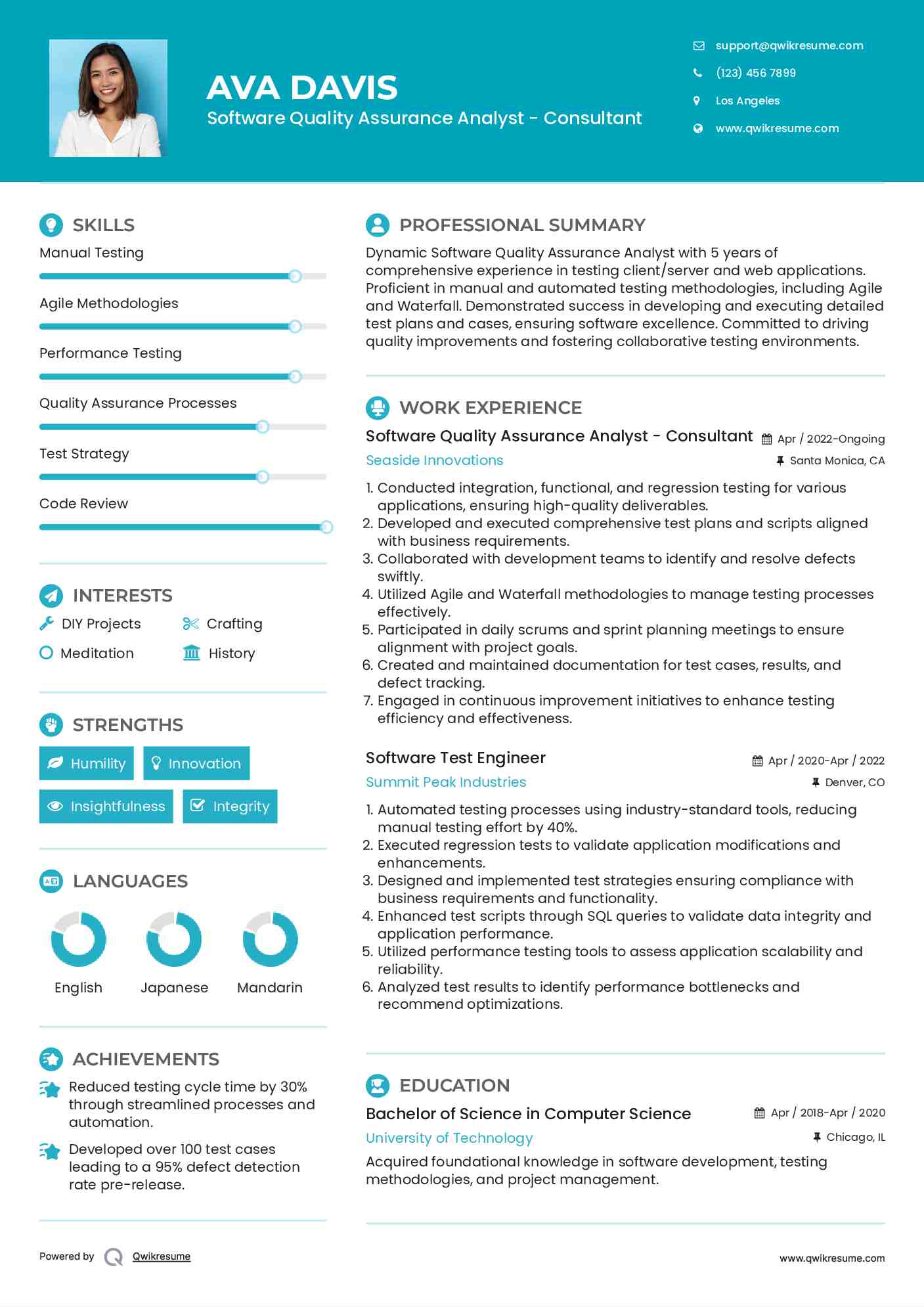 software quality assurance analyst resume samples qwikresume free skills based resume template