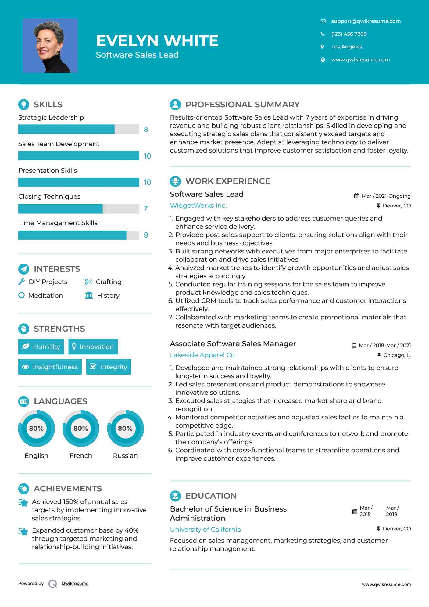 Software Sales Lead Resume Sample