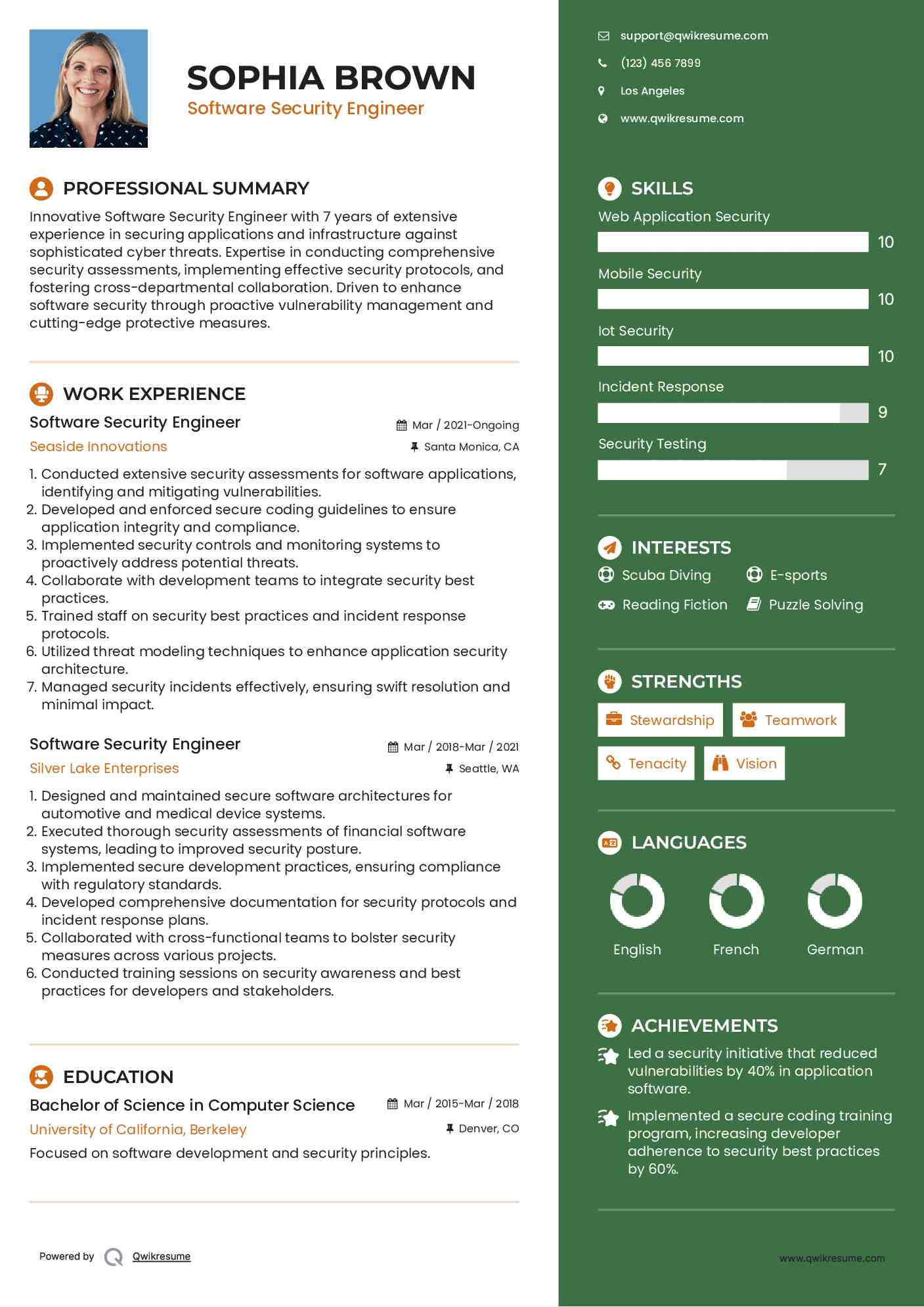 Software Security Engineer Resume Format