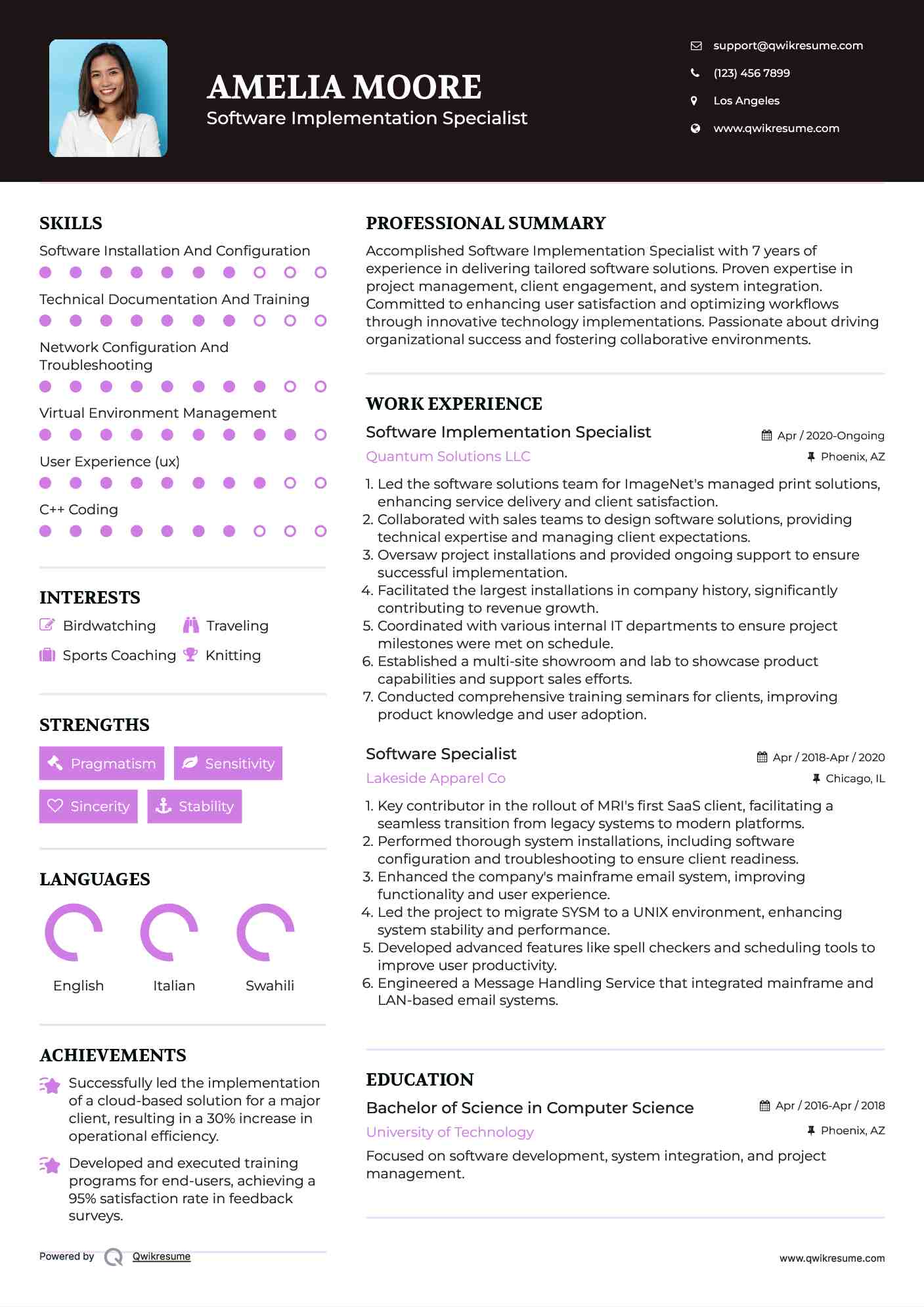 Software Implementation Specialist Resume Format