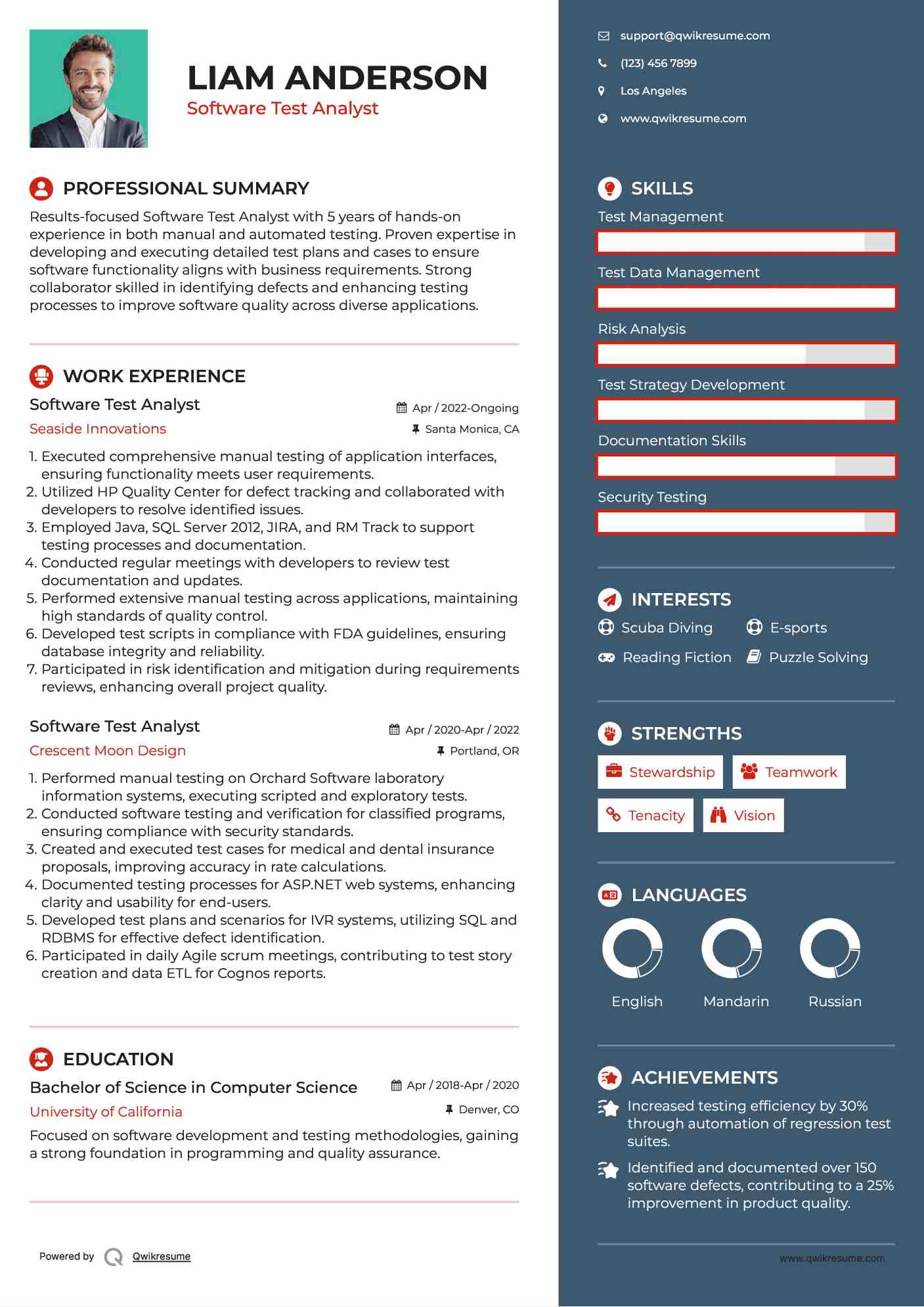 Software Test Analyst Resume Format