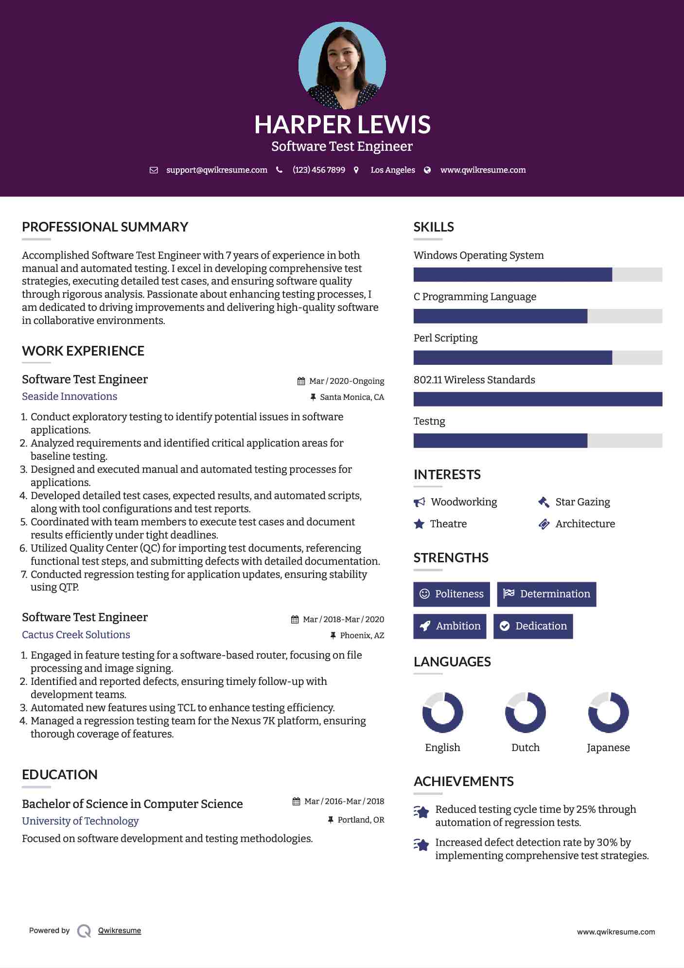 Software Test Engineer Resume Format