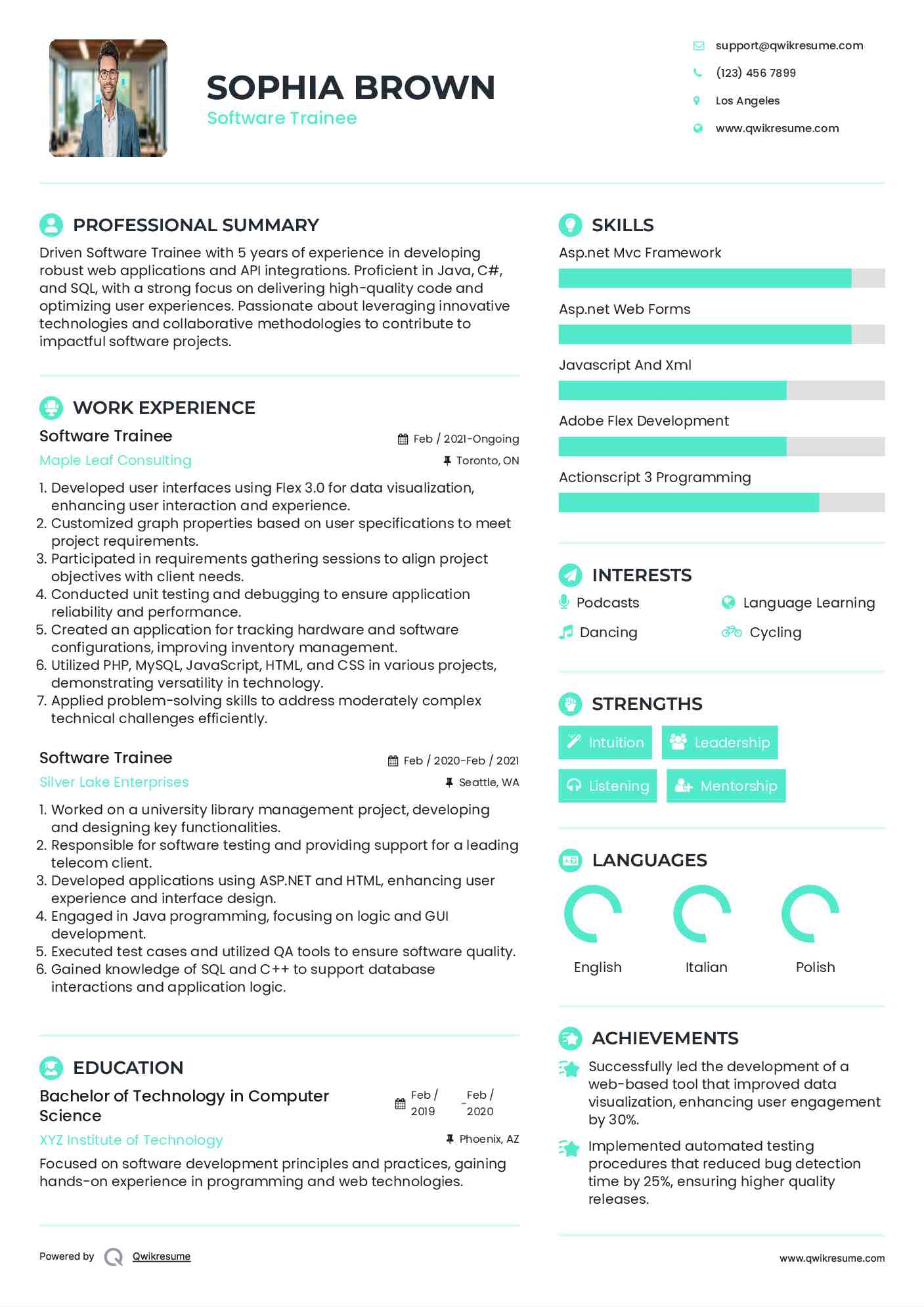 Software Trainee Resume Model