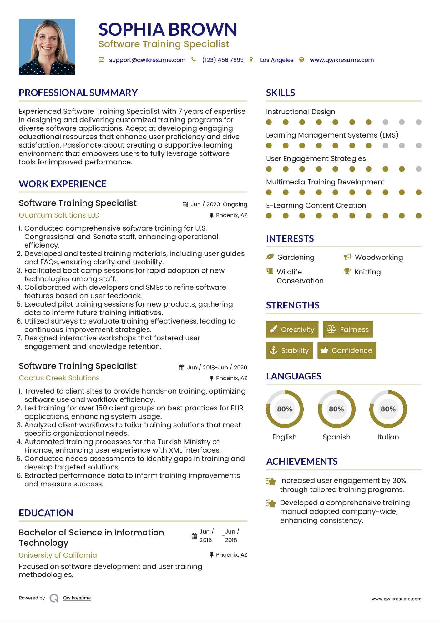 Software Training Specialist Resume Sample