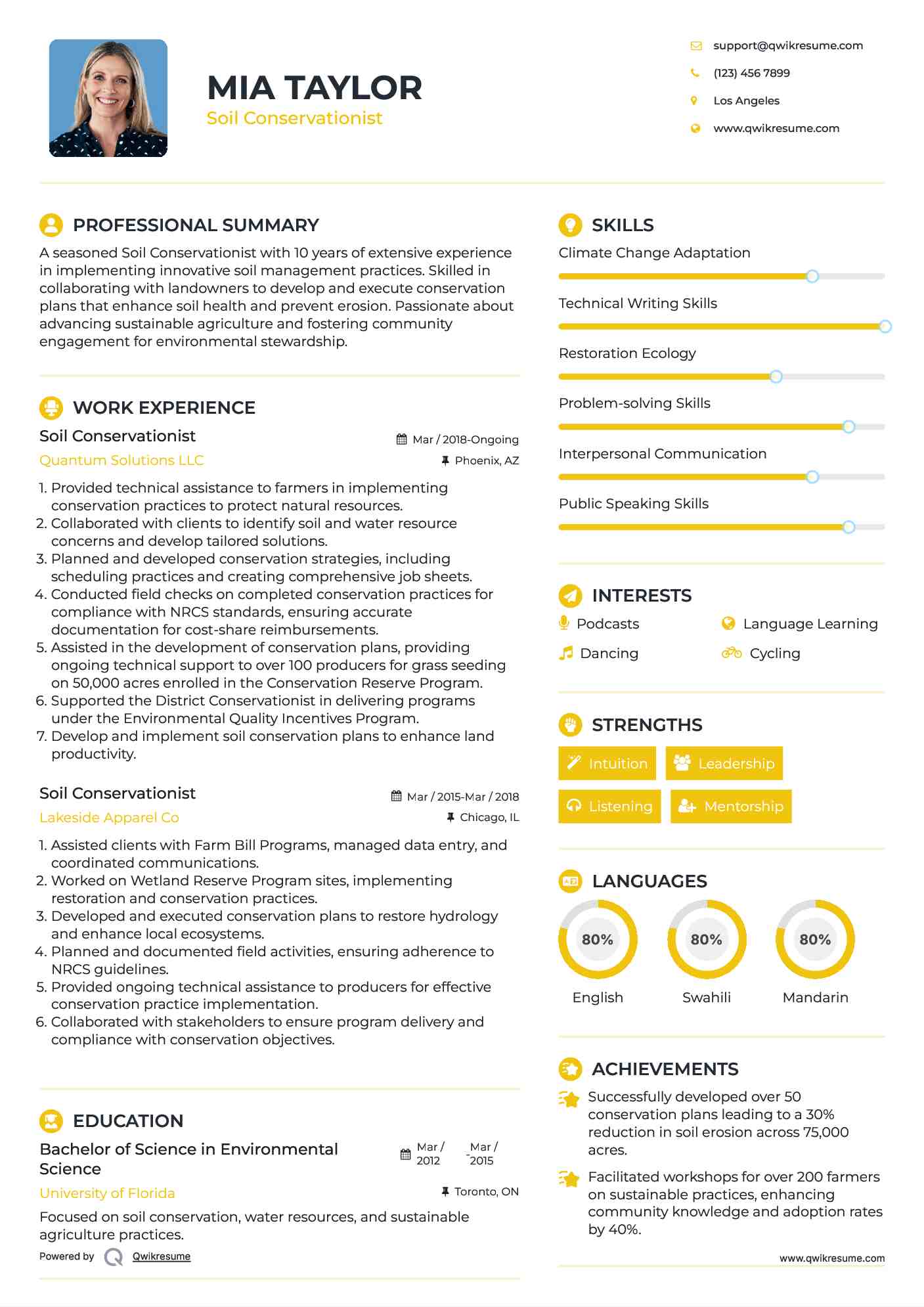 Soil Conservationist Resume Template