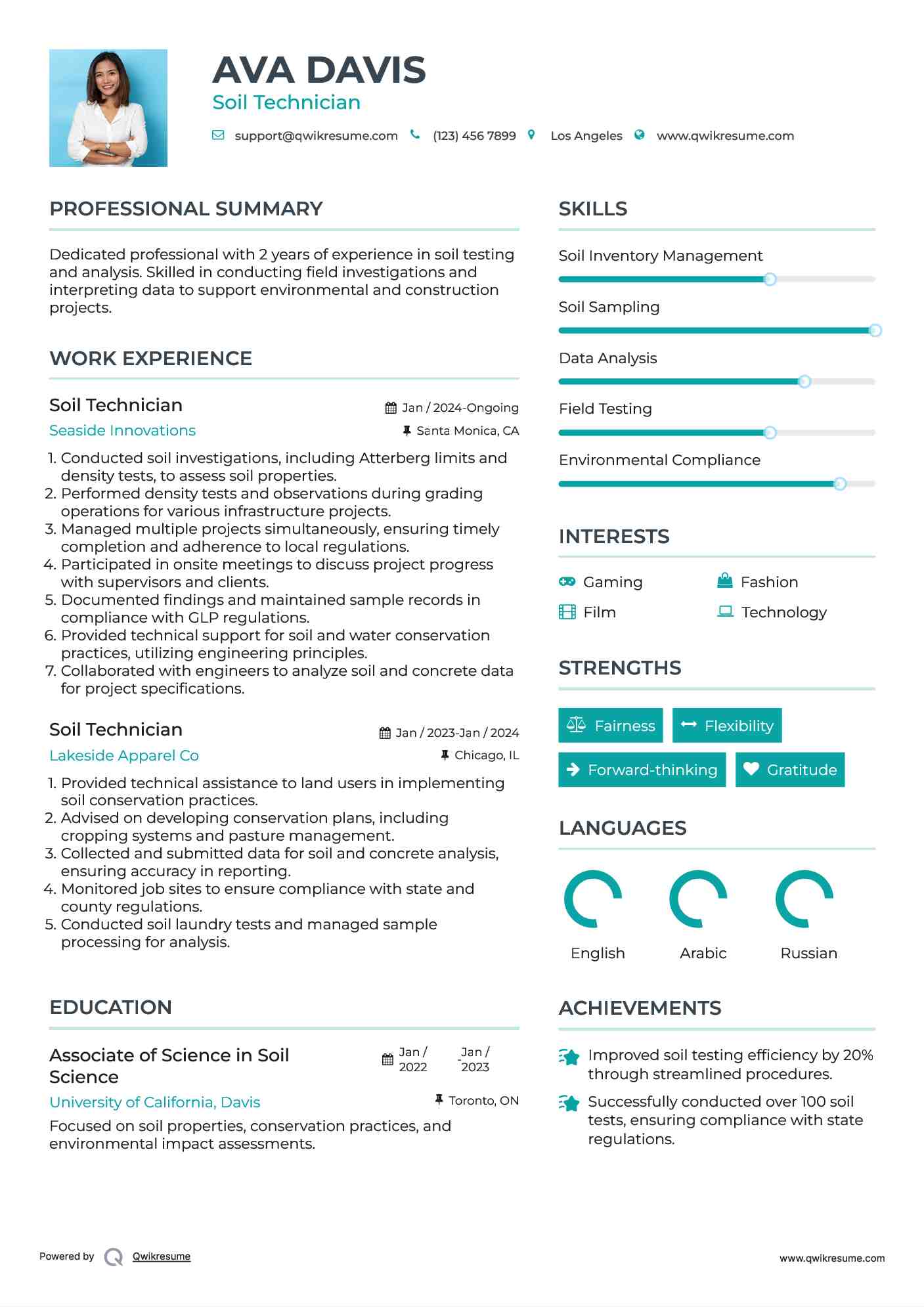 Soil Technician Resume Template