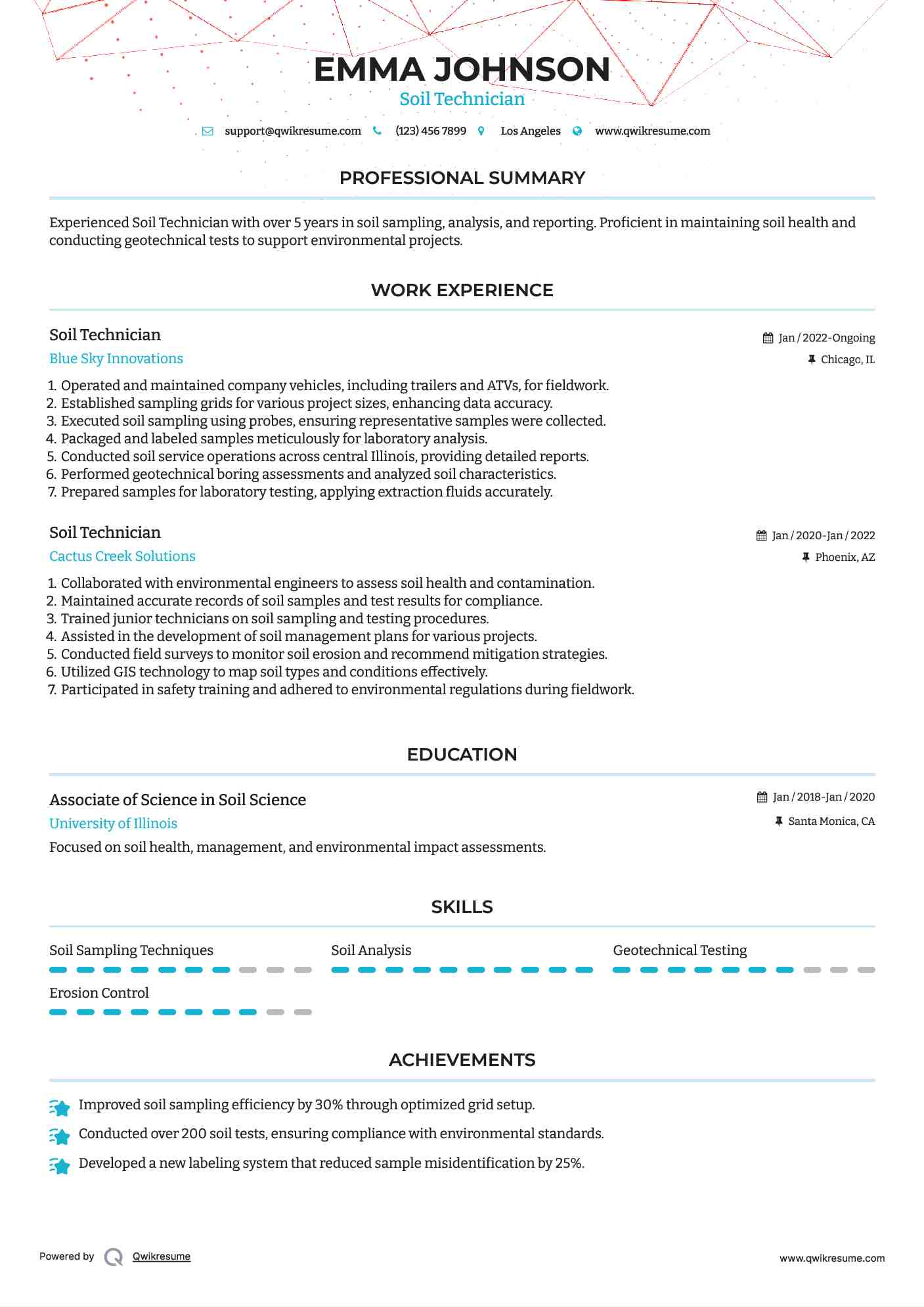 Soil Technician Resume Template