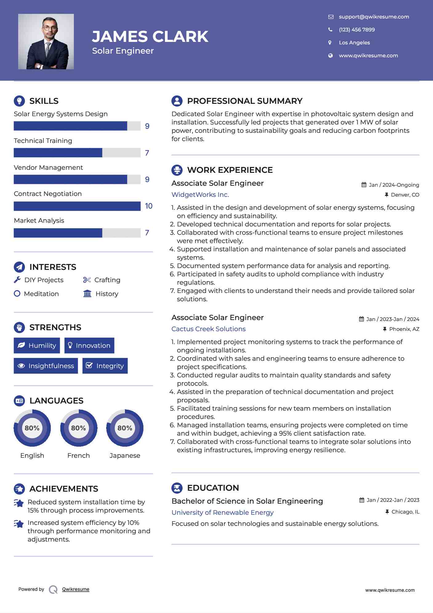 Associate Solar Engineer Resume Model