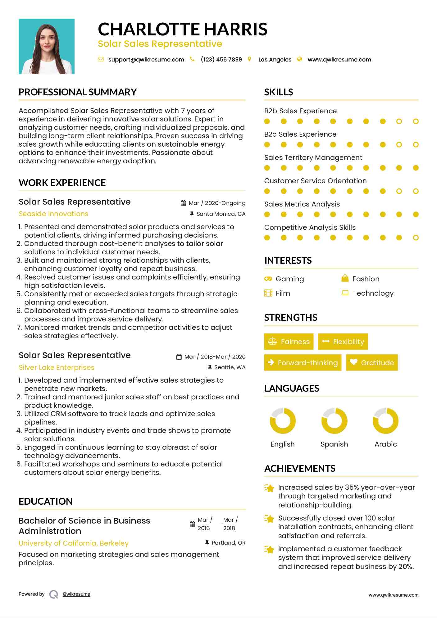 Solar Sales Representative Resume Format