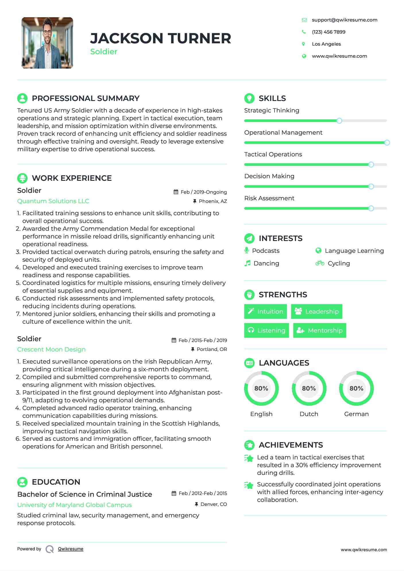 Soldier Resume Template