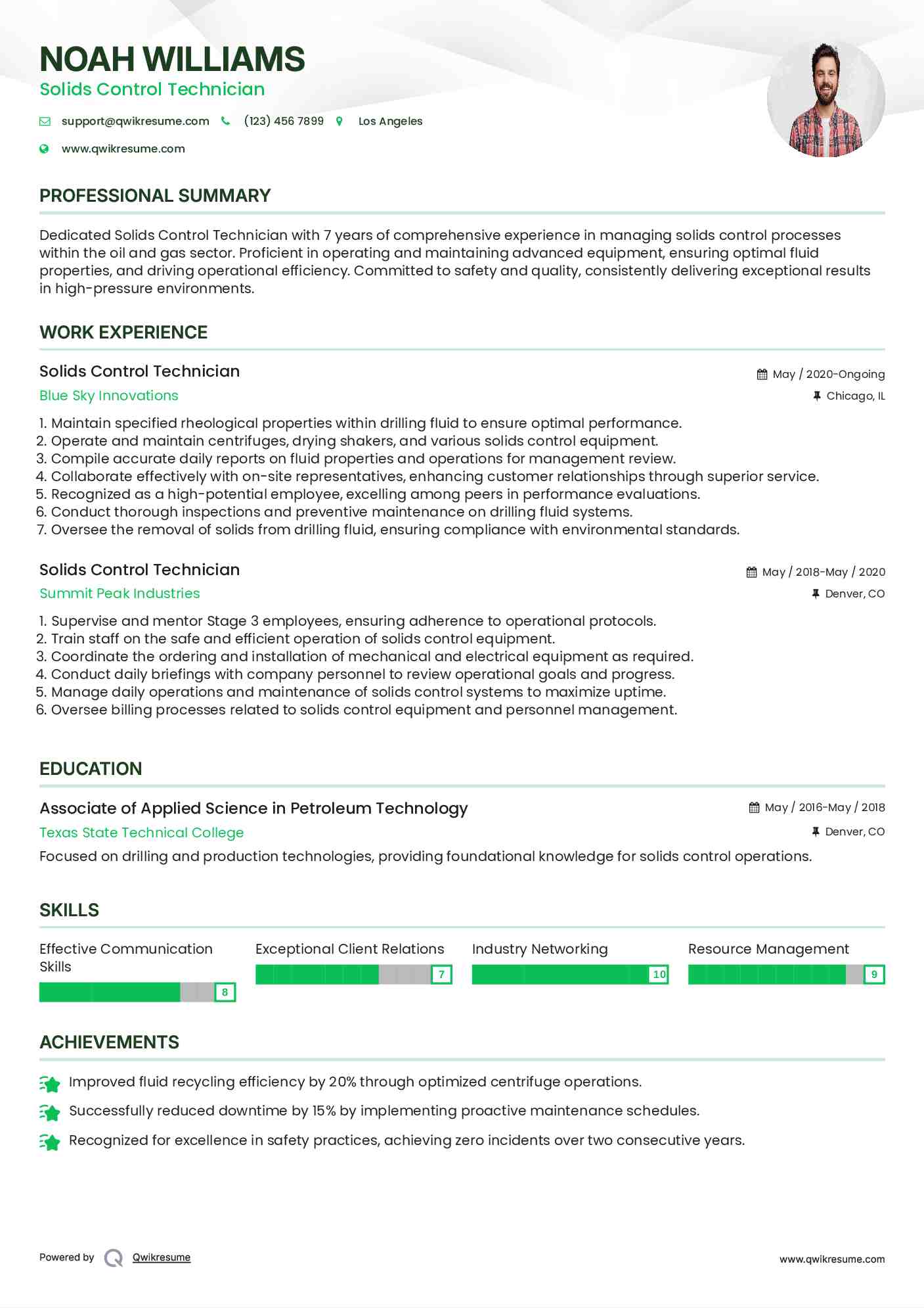 Solids Control Technician Resume Template