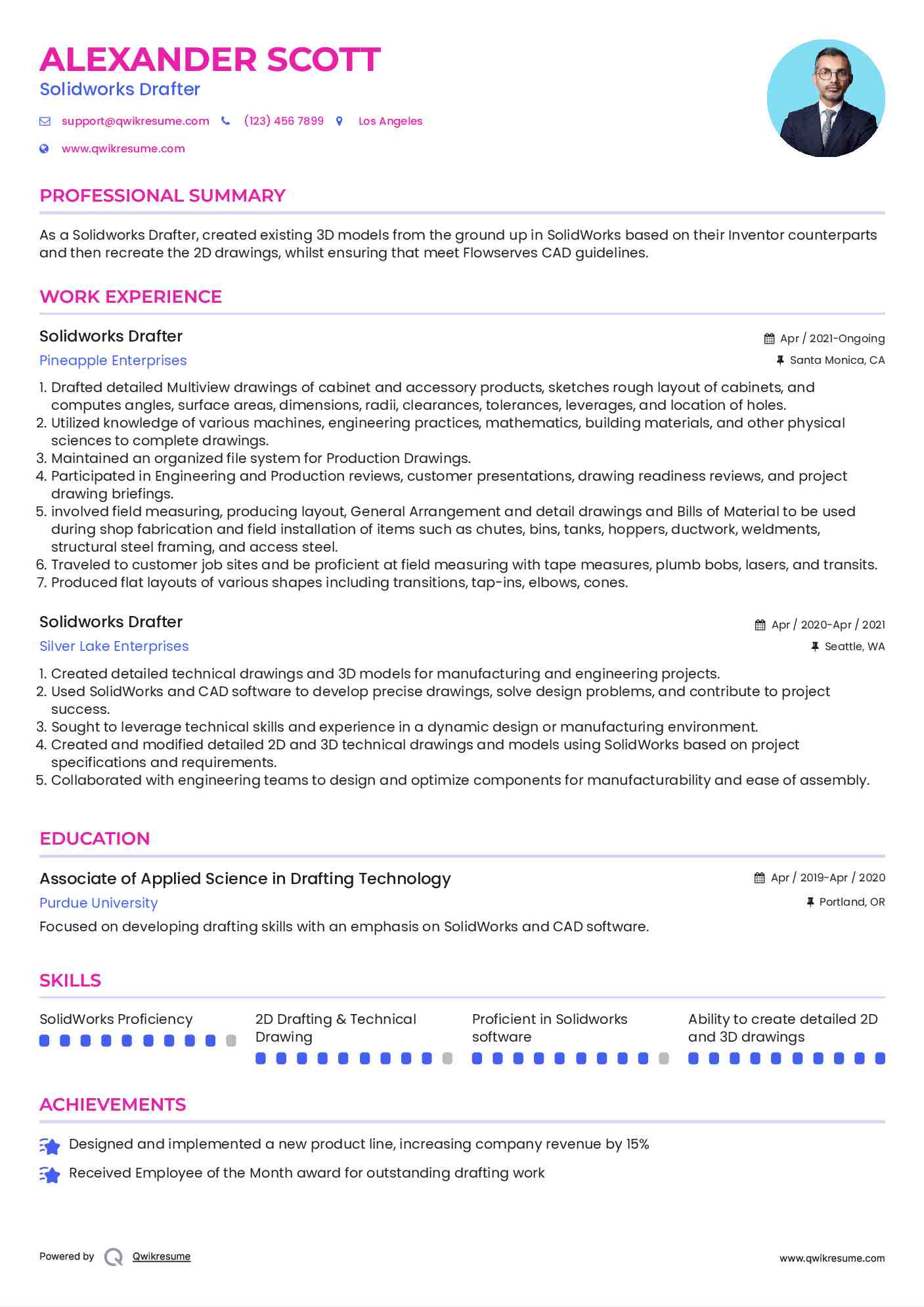 Solidworks Drafter Resume Model