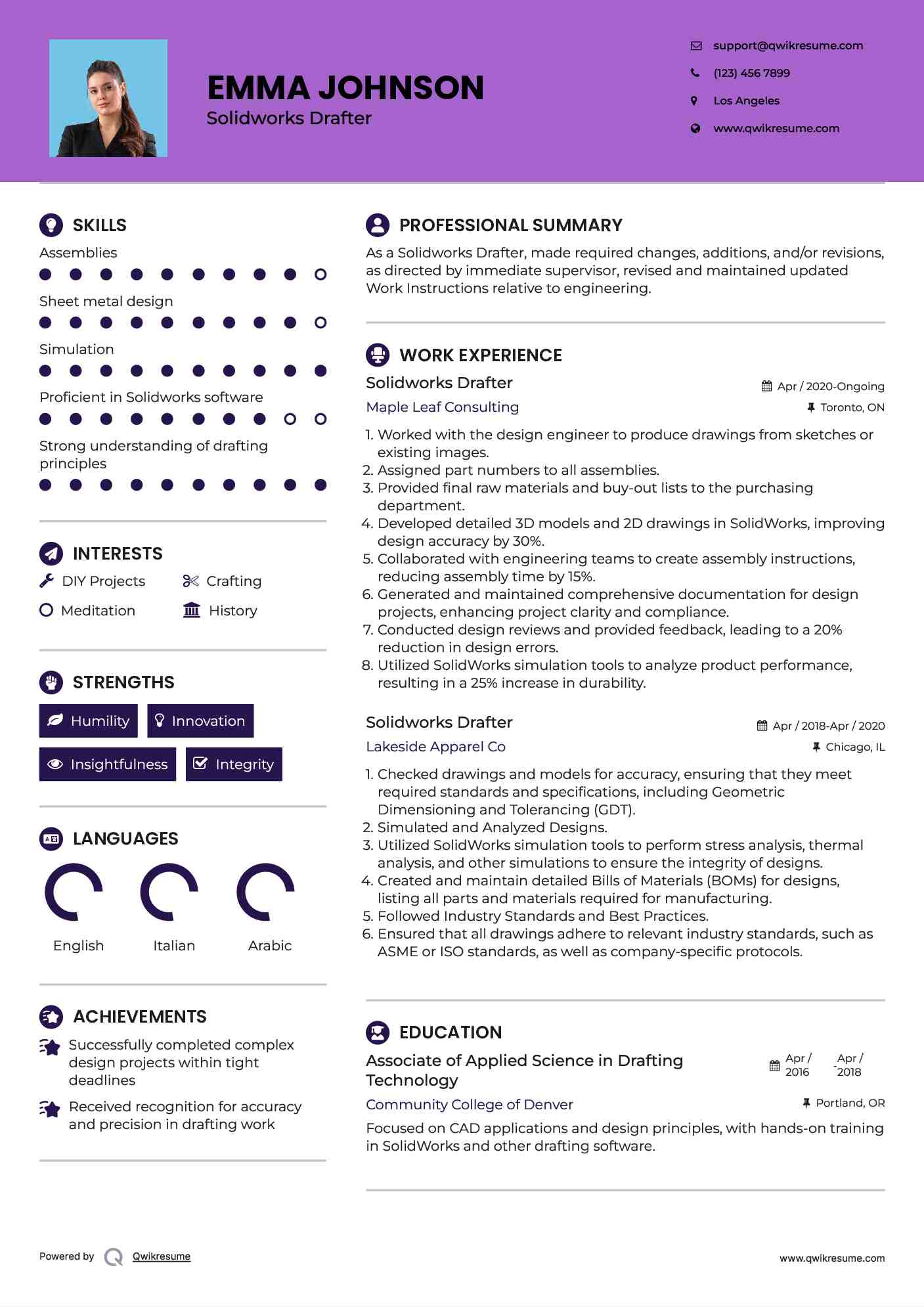 Solidworks Drafter Resume Sample