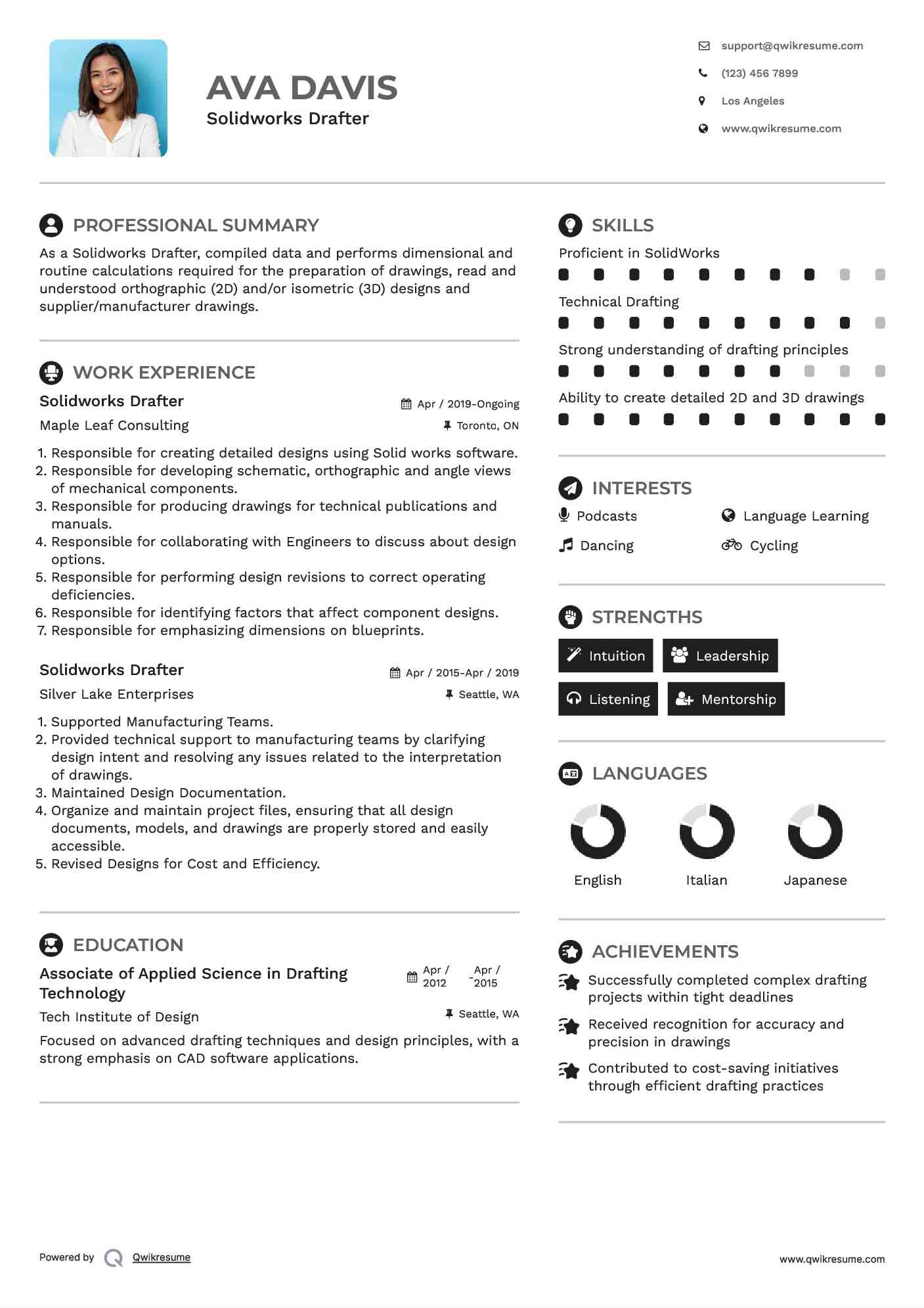 Solidworks Drafter Resume Sample