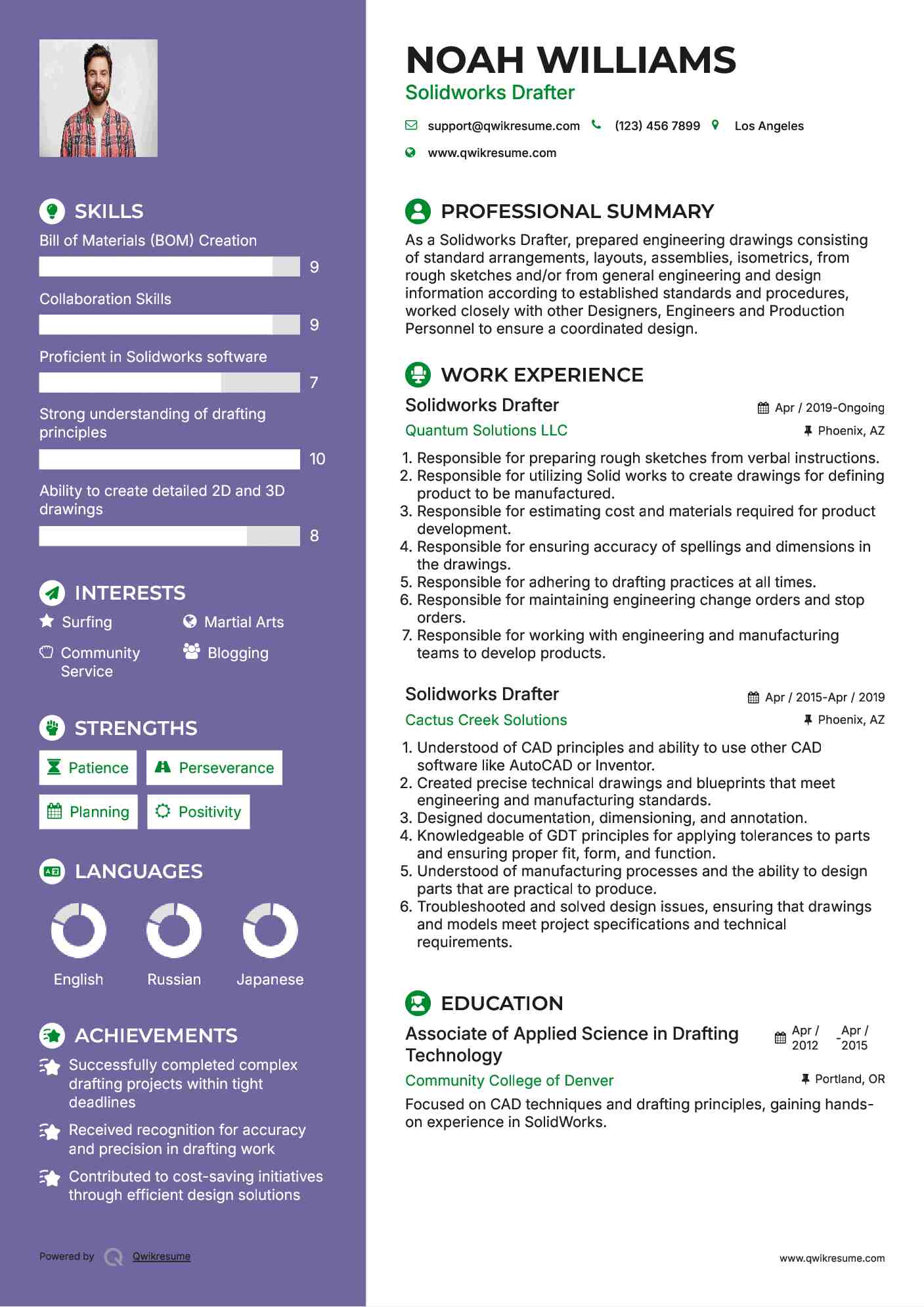 Solidworks Drafter Resume Example