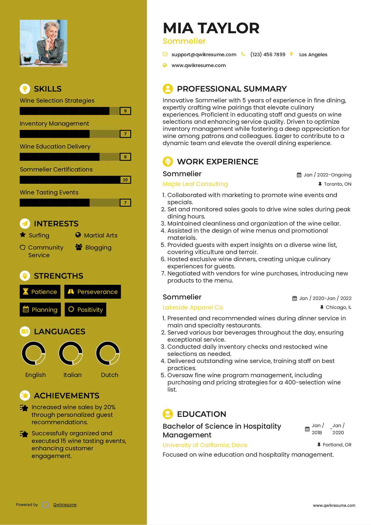 10 Sommelier Resume Samples amp - Sommelier 1599298256 Pdf