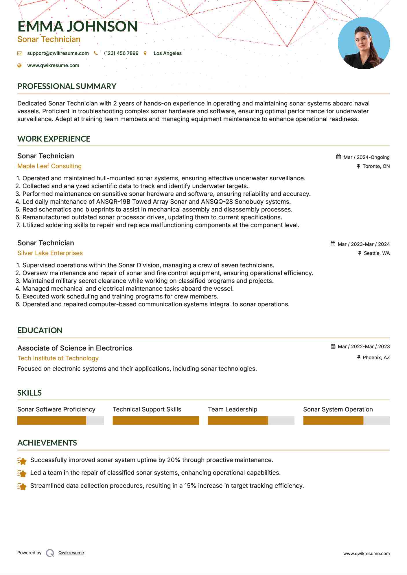 Sonar Technician Resume Format