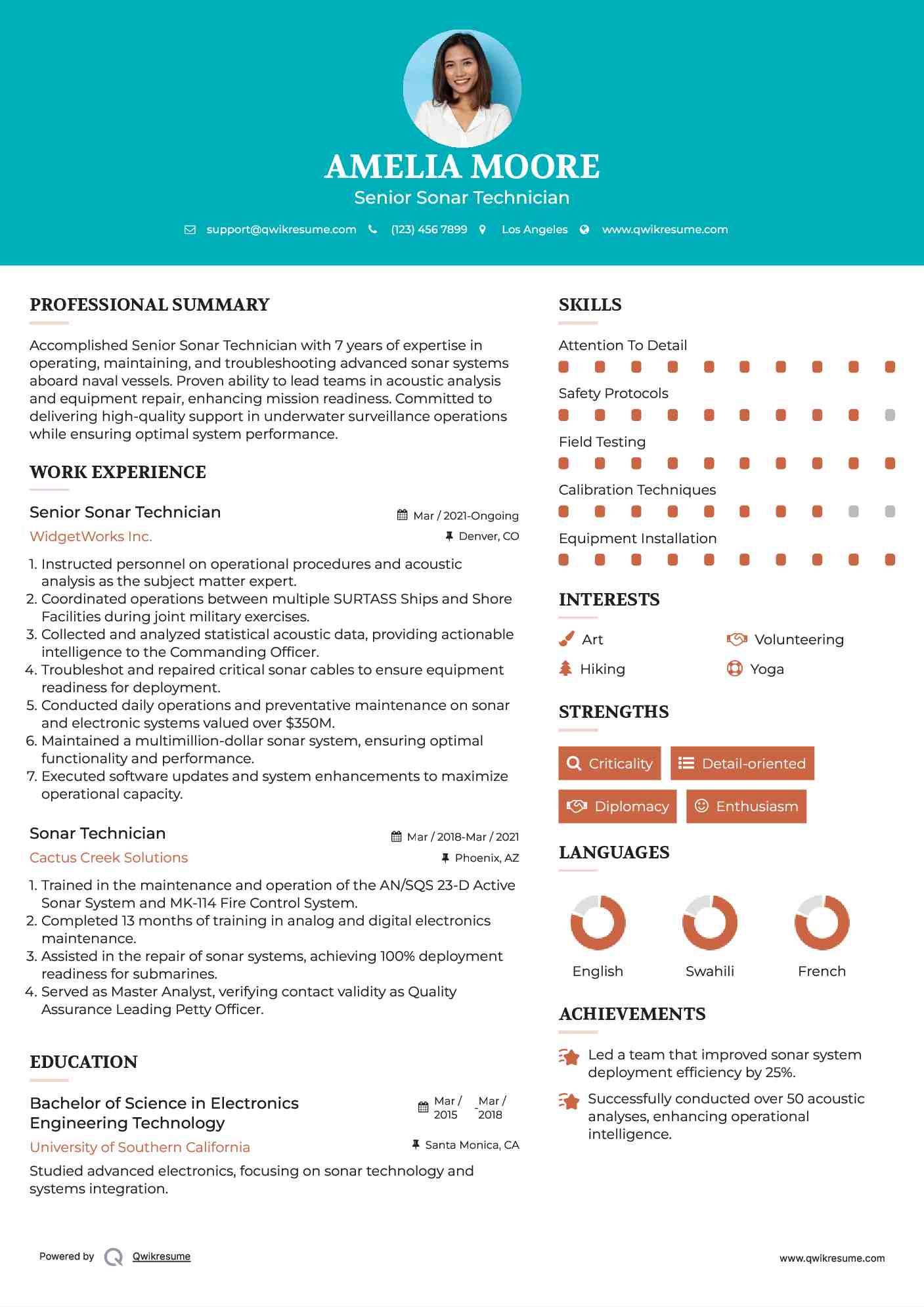Senior Sonar Technician Resume Format