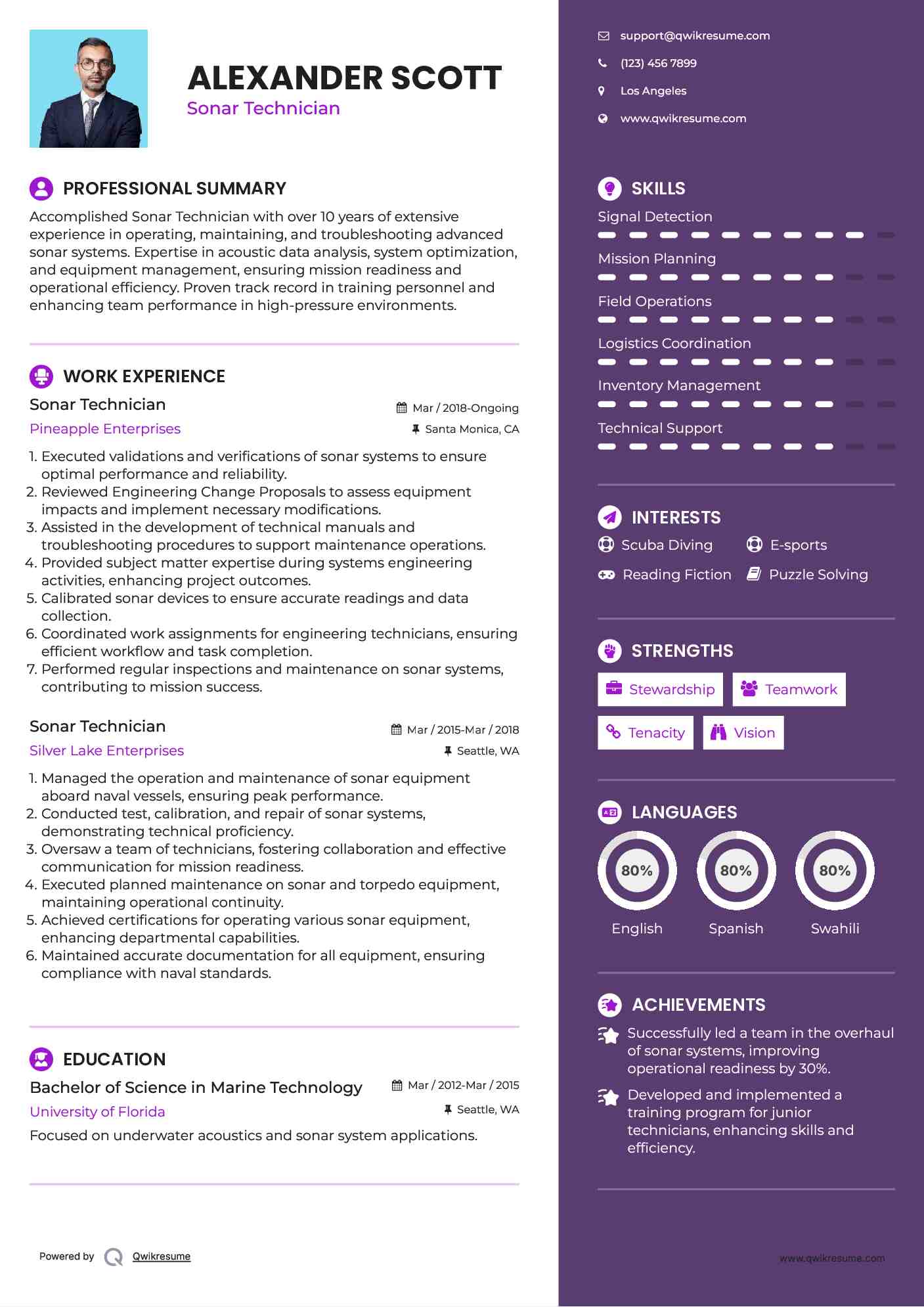 Sonar Technician Resume Format