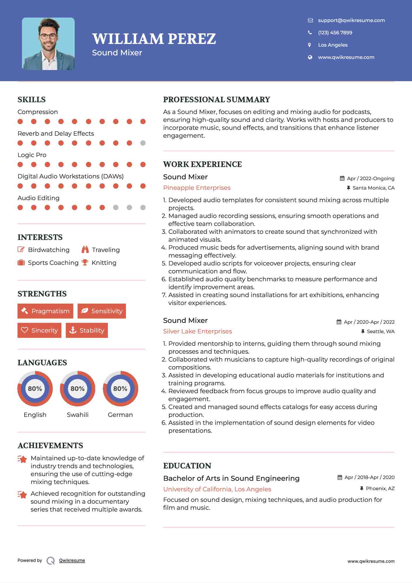 Sound Mixer Resume Format