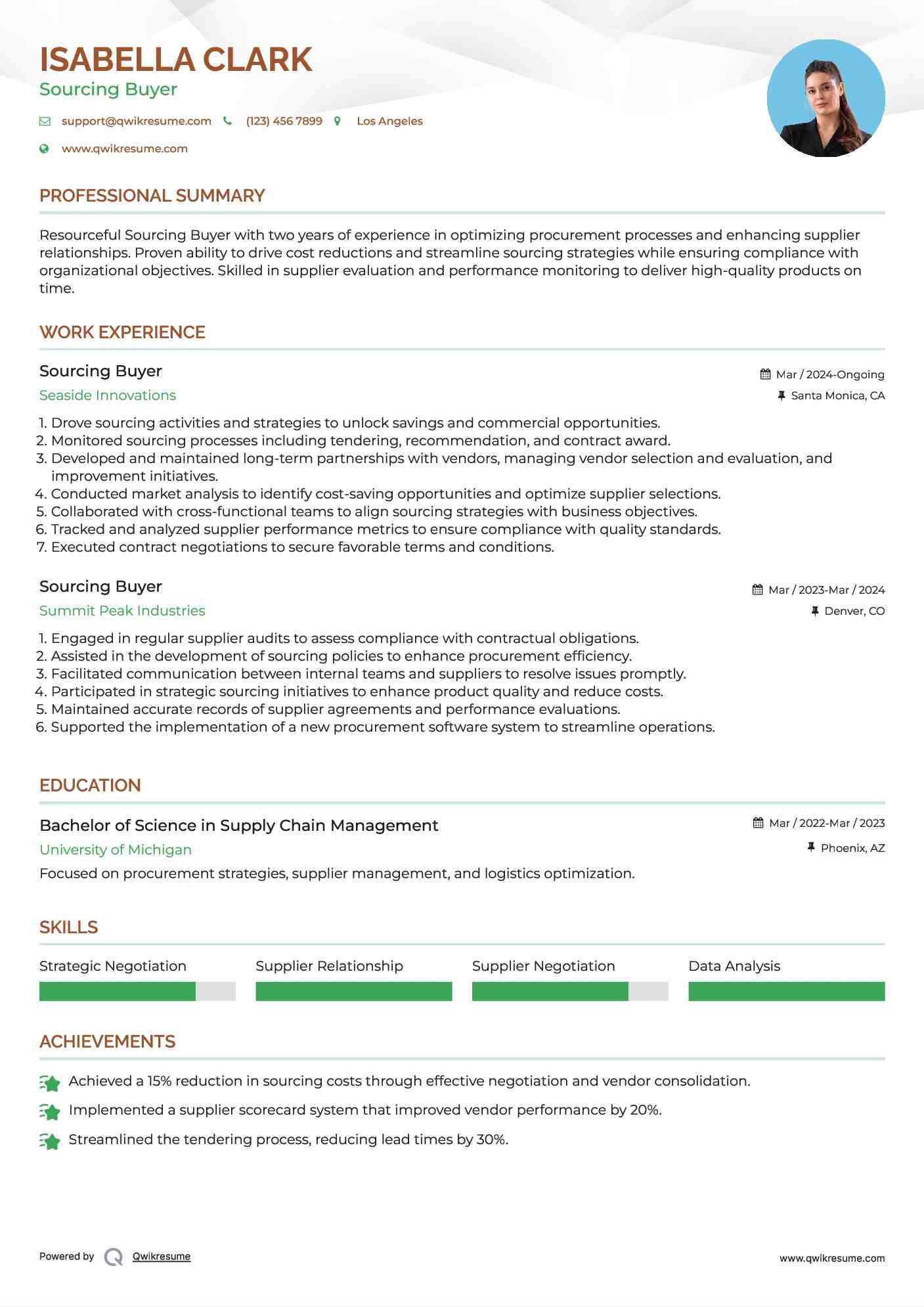 Sourcing Buyer Resume Template