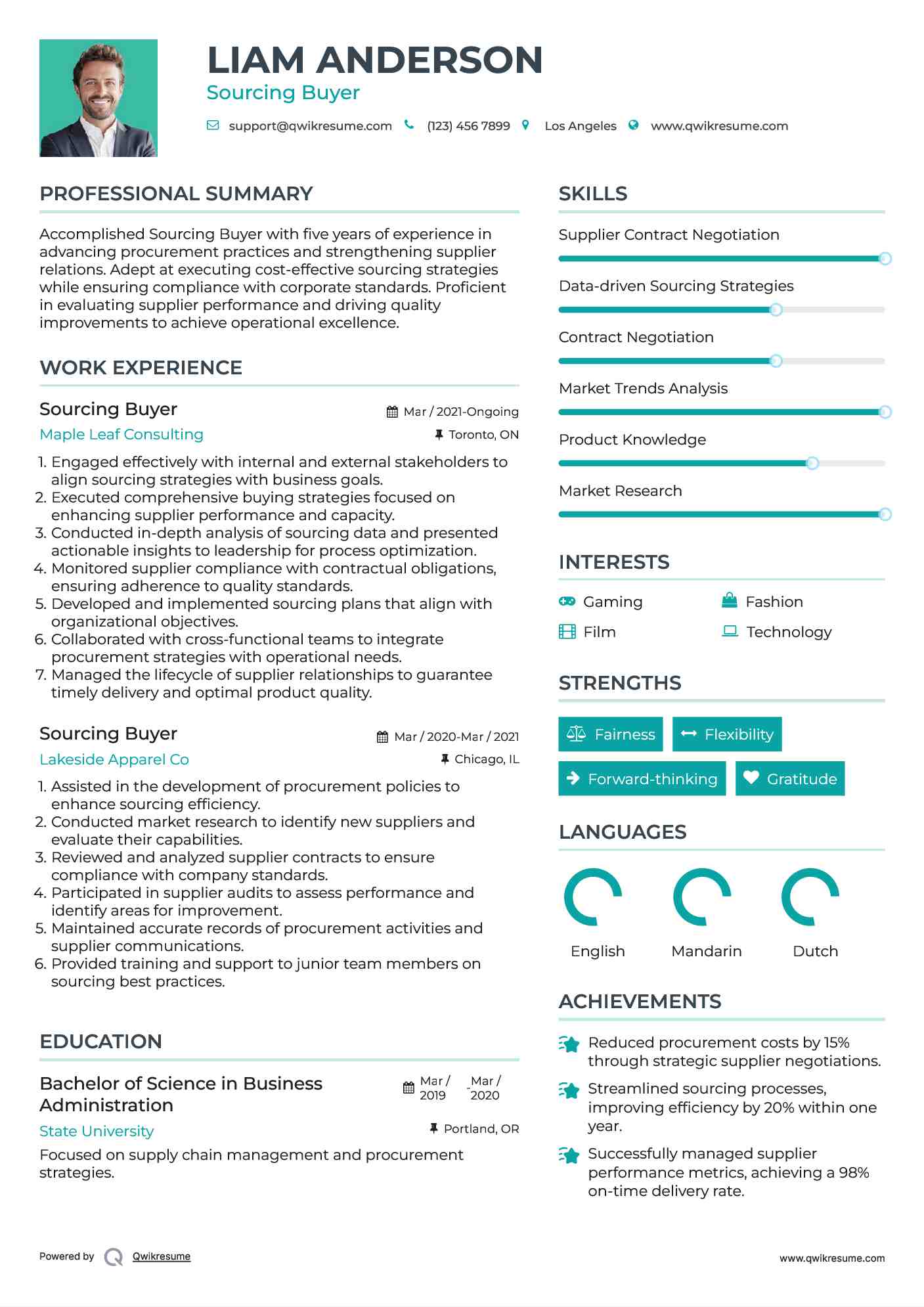 Sourcing Buyer Resume Template