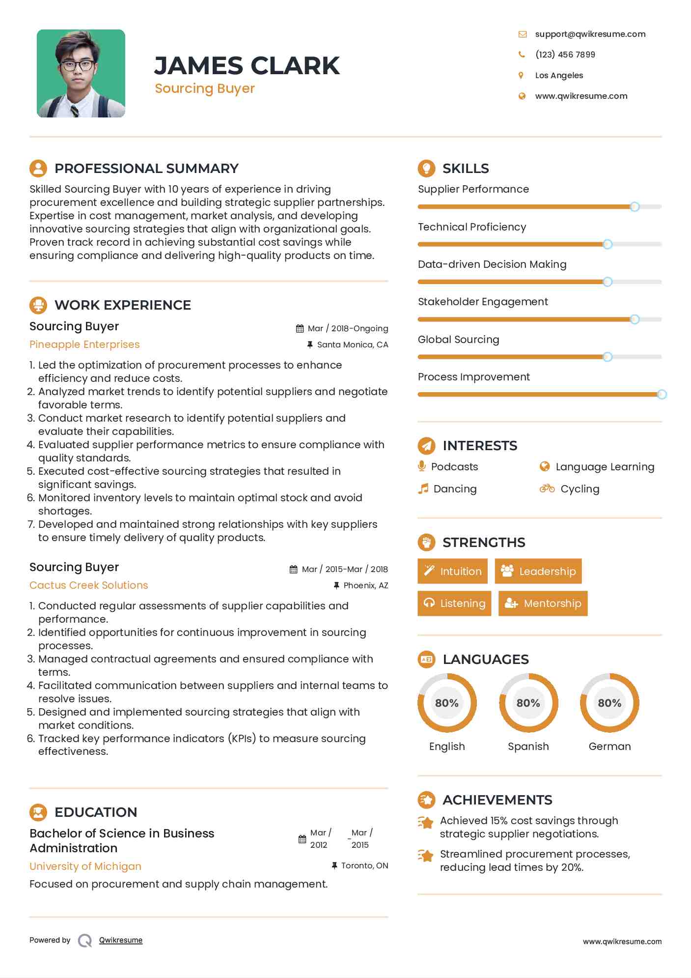 Sourcing Buyer Resume Sample