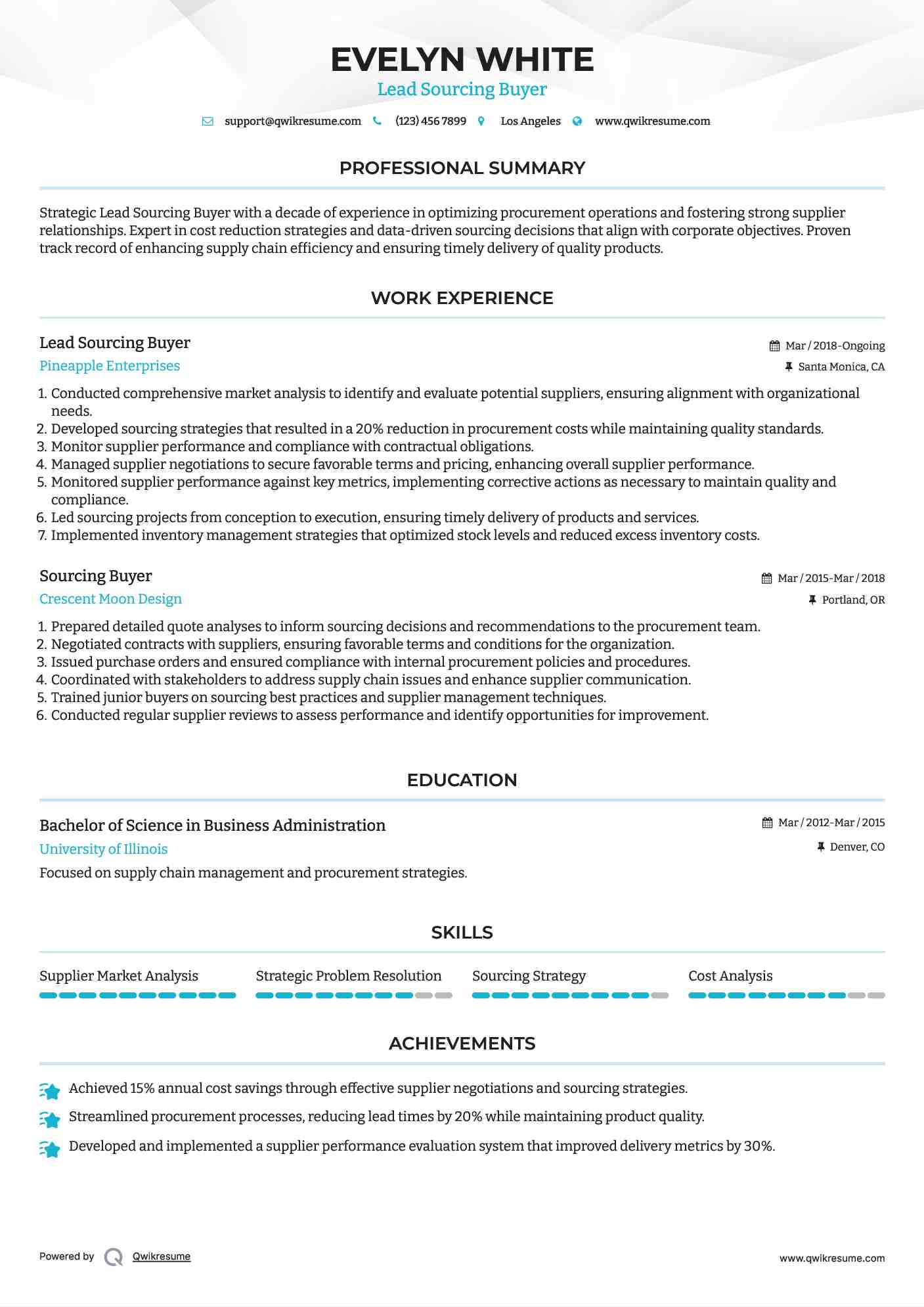 Lead Sourcing Buyer Resume Sample