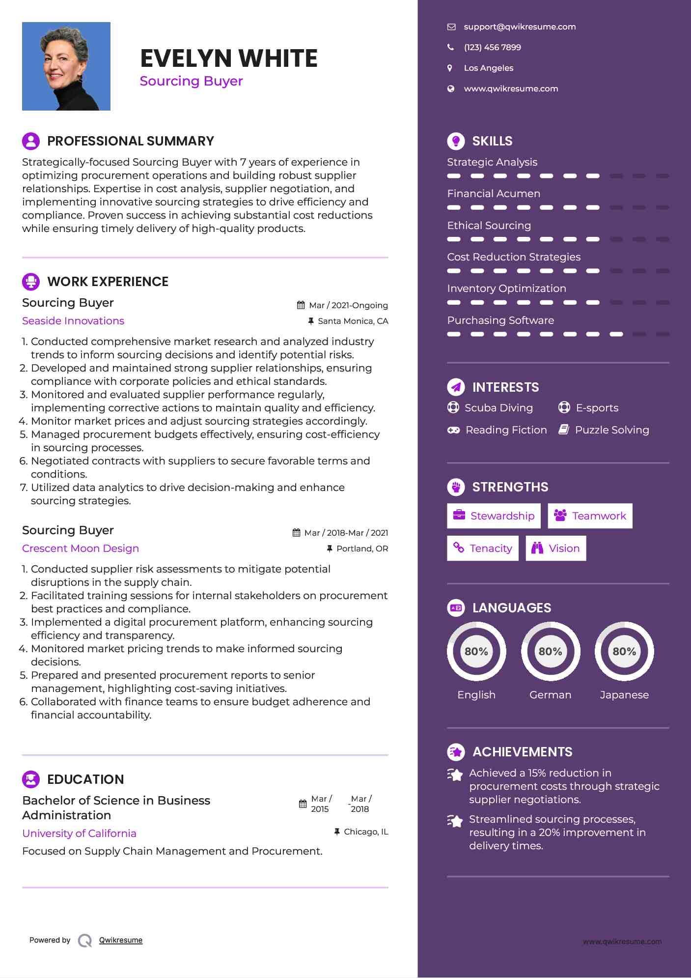 Sourcing Buyer Resume Template