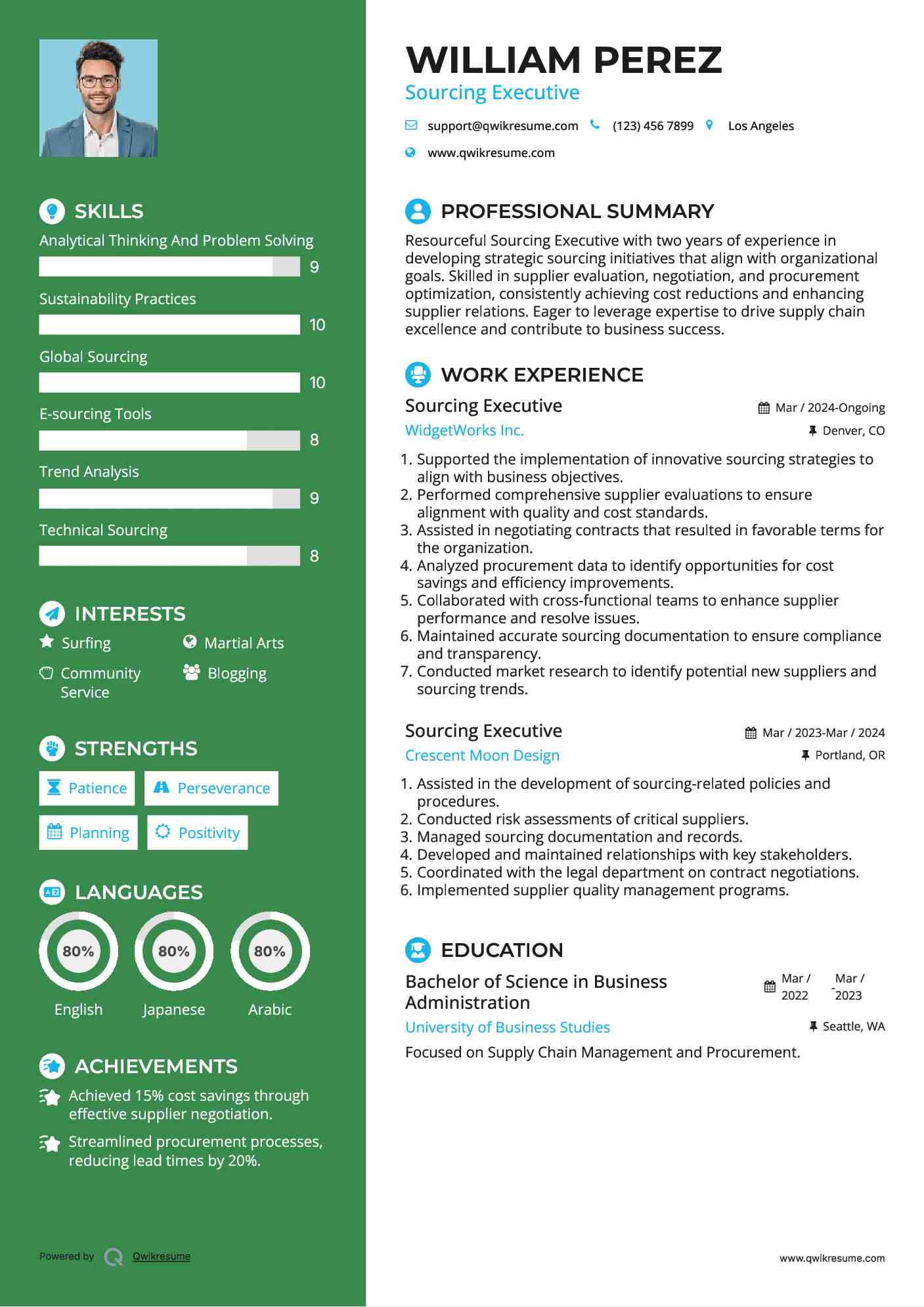 Sourcing Executive Resume Format
