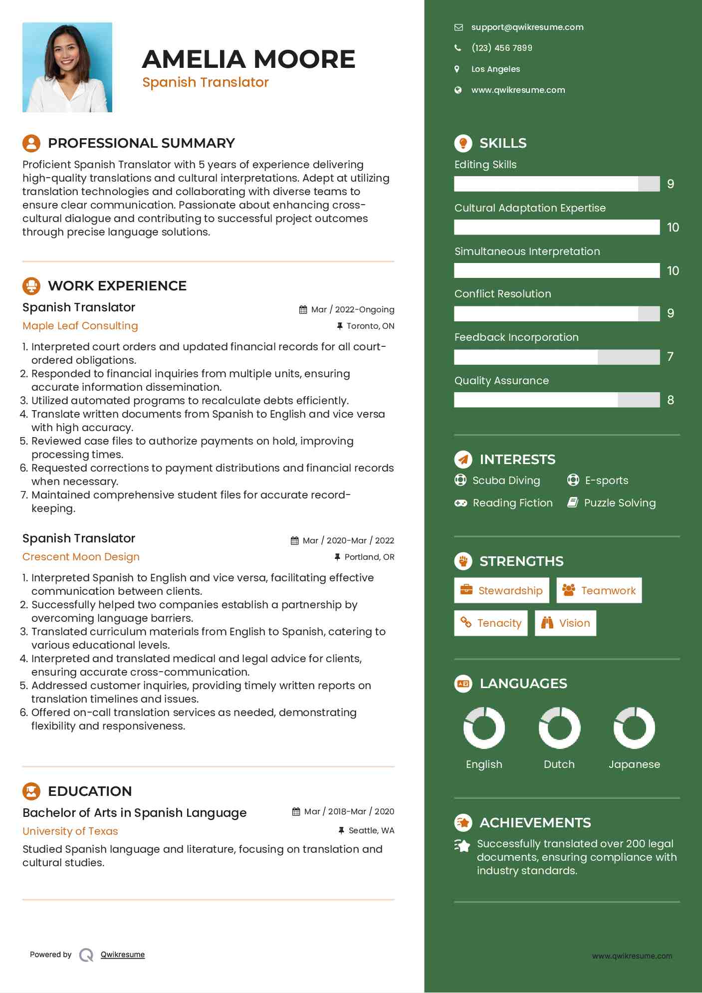 10 Spanish Translator Resume Samples - Spanish Translator 1665584671 Pdf