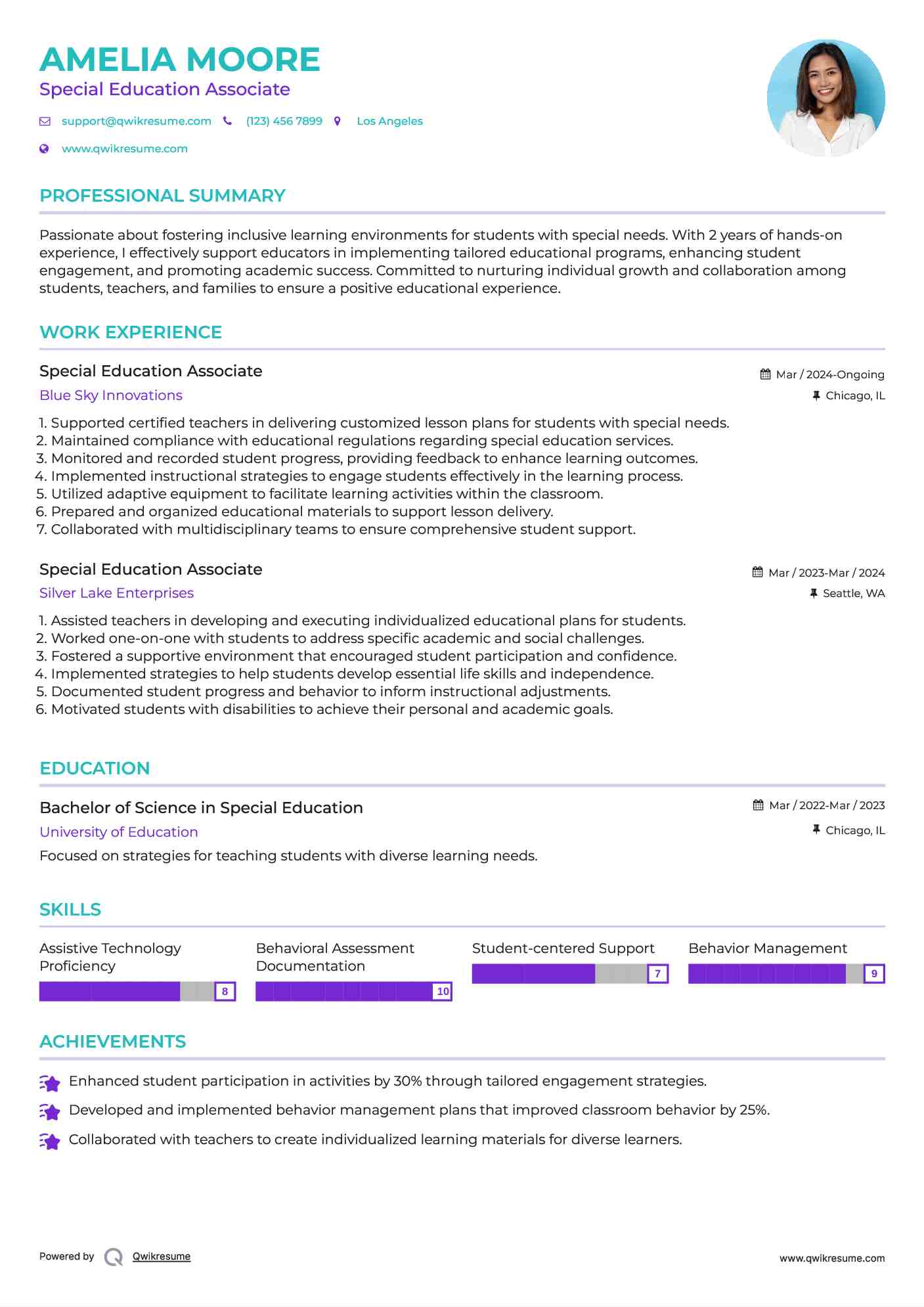 Special Education Associate Resume Format