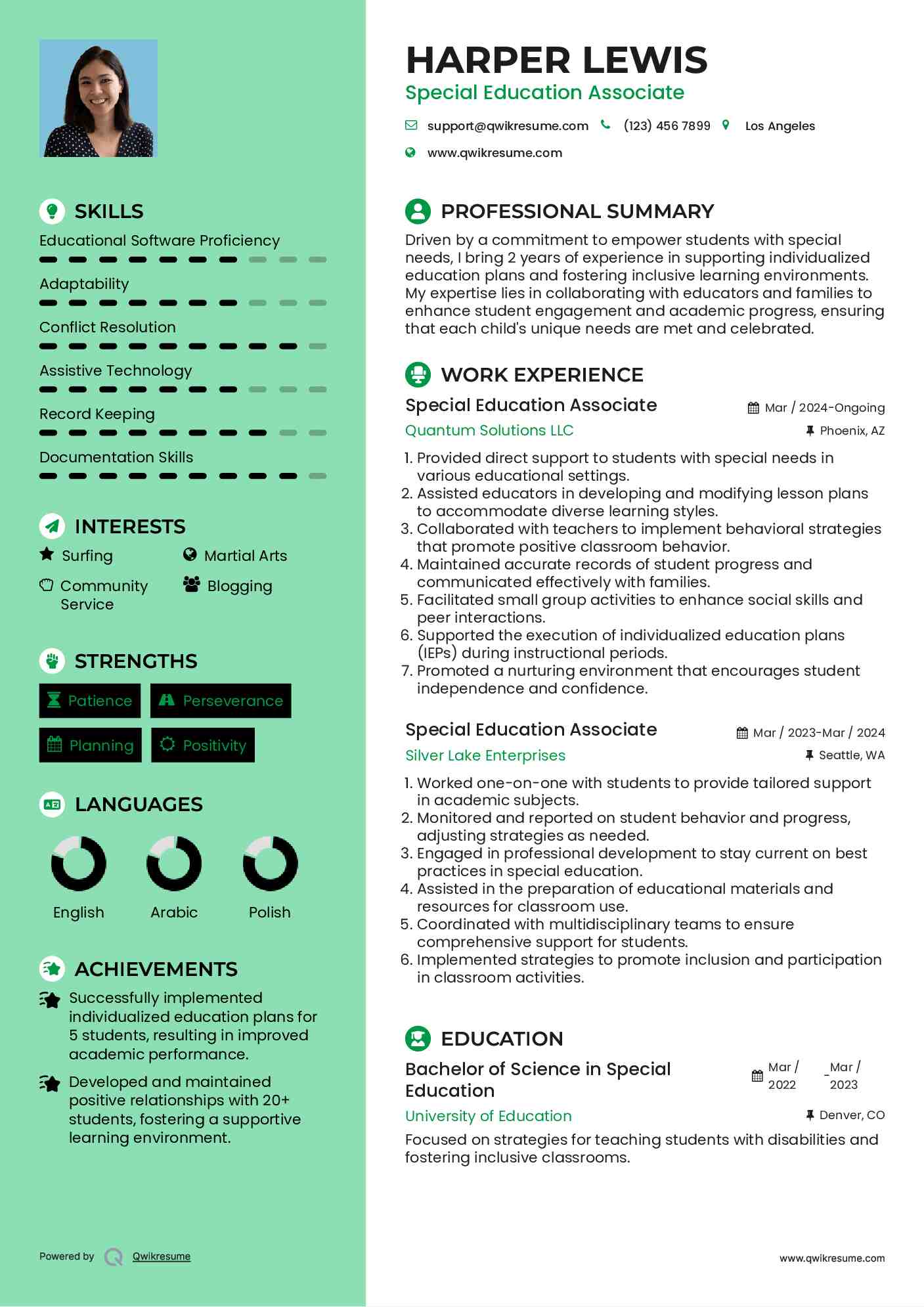 Special Education Associate Resume Example