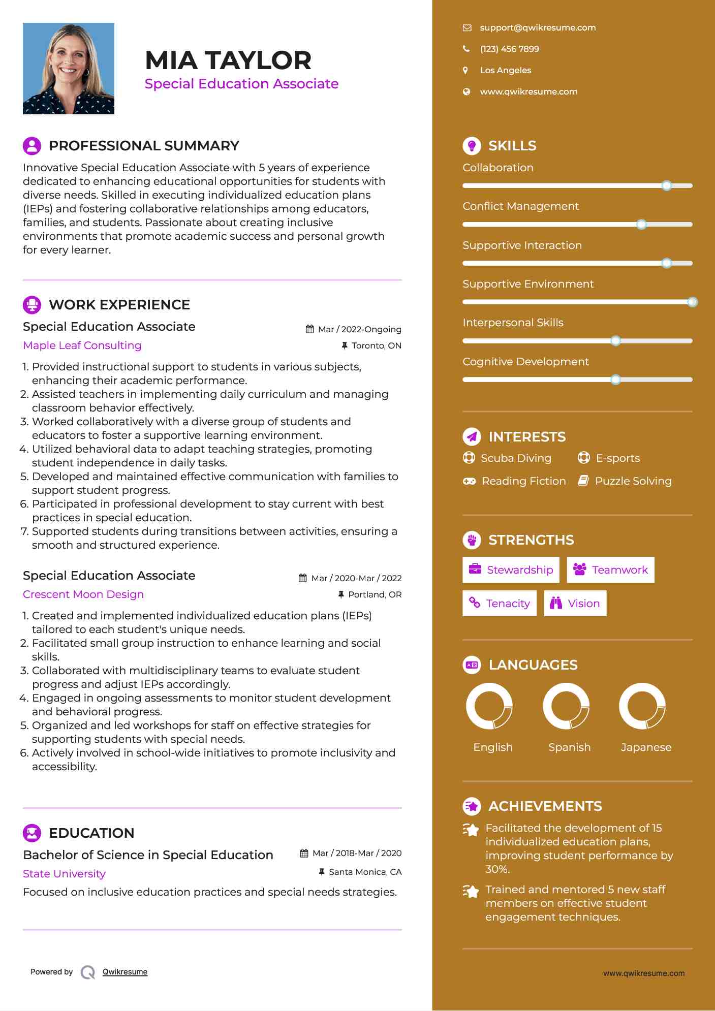 Special Education Associate Resume Format