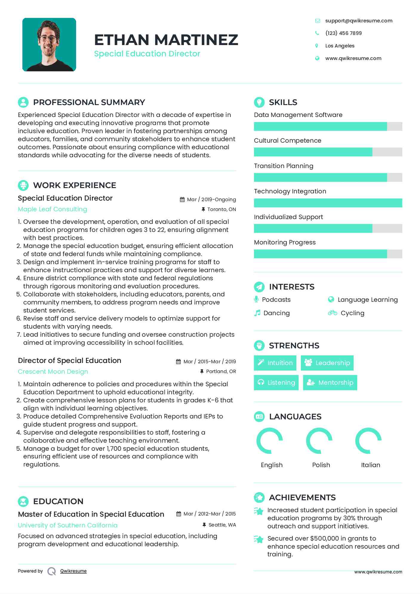 Special Education Director Resume Example