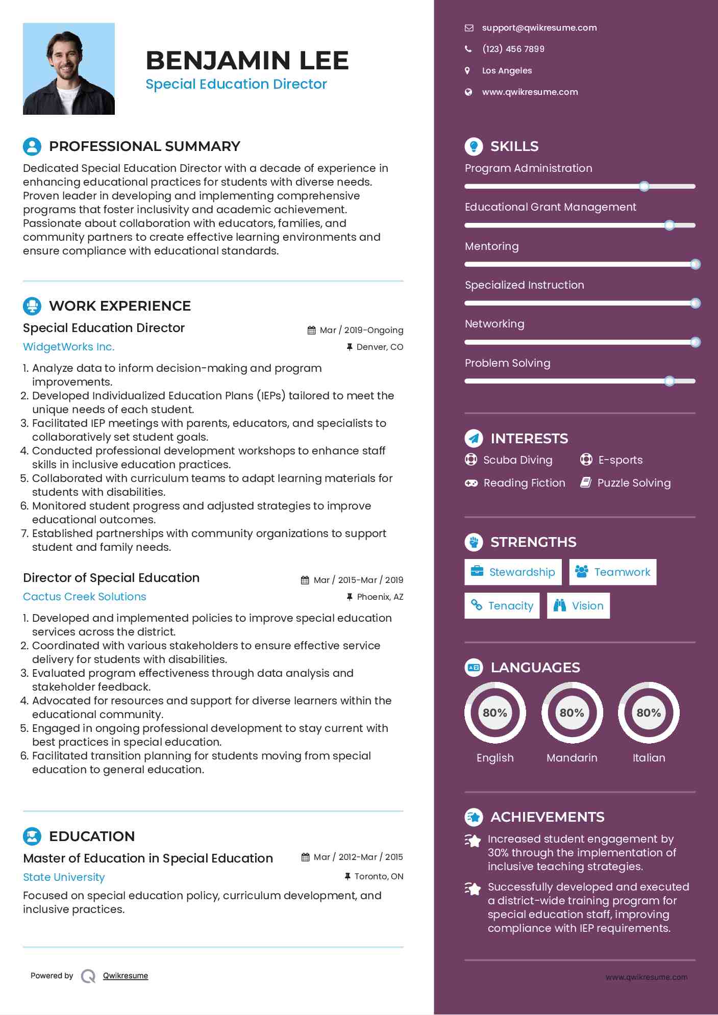 Special Education Director Resume Template