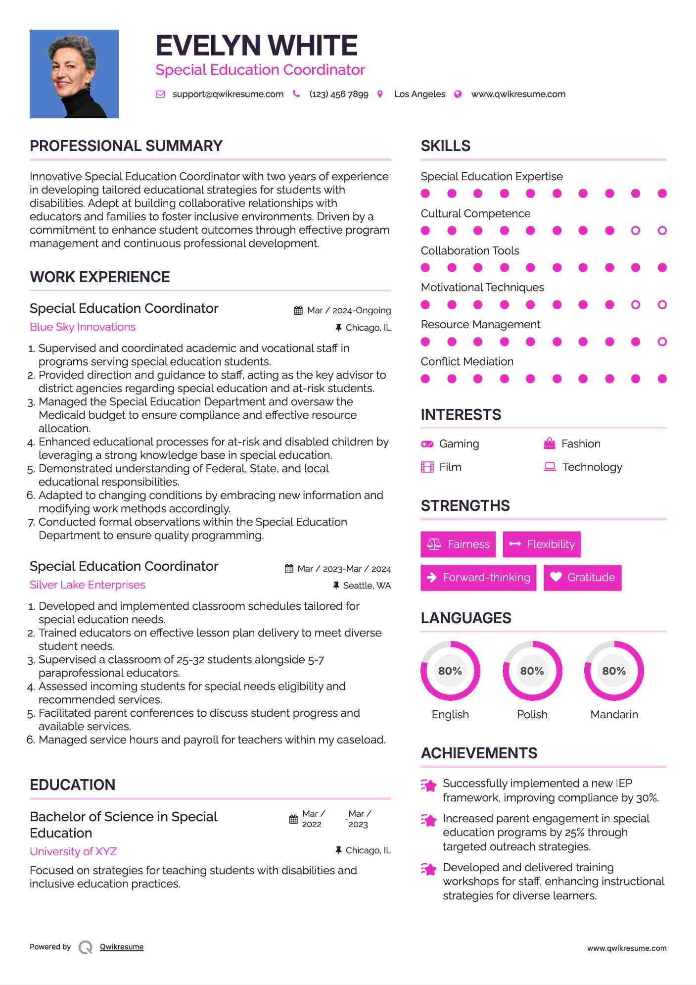 Special Education Coordinator Resume Example