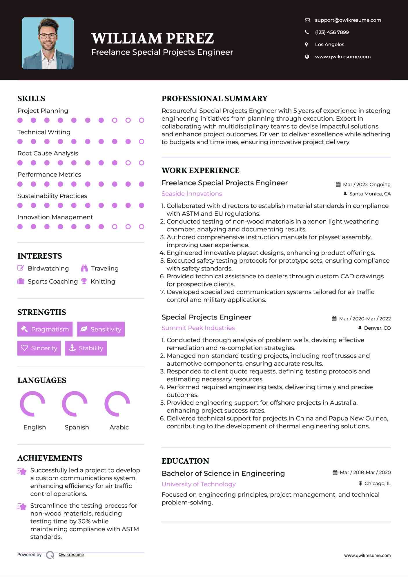 Freelance Special Projects Engineer Resume Template