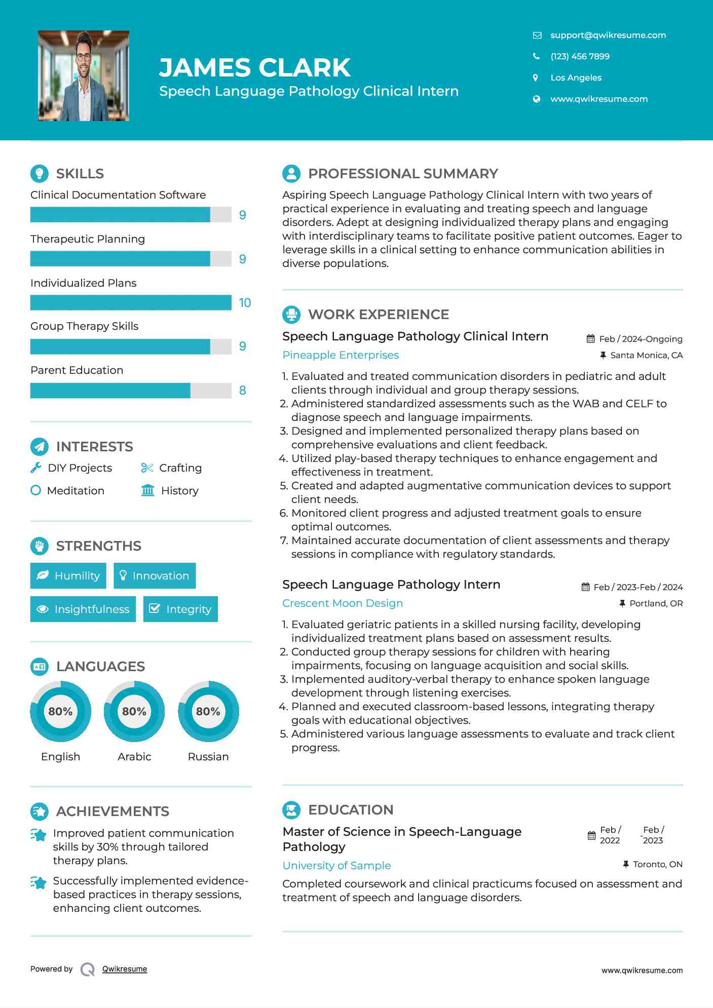 Speech Language Pathology Clinical Intern Resume Format