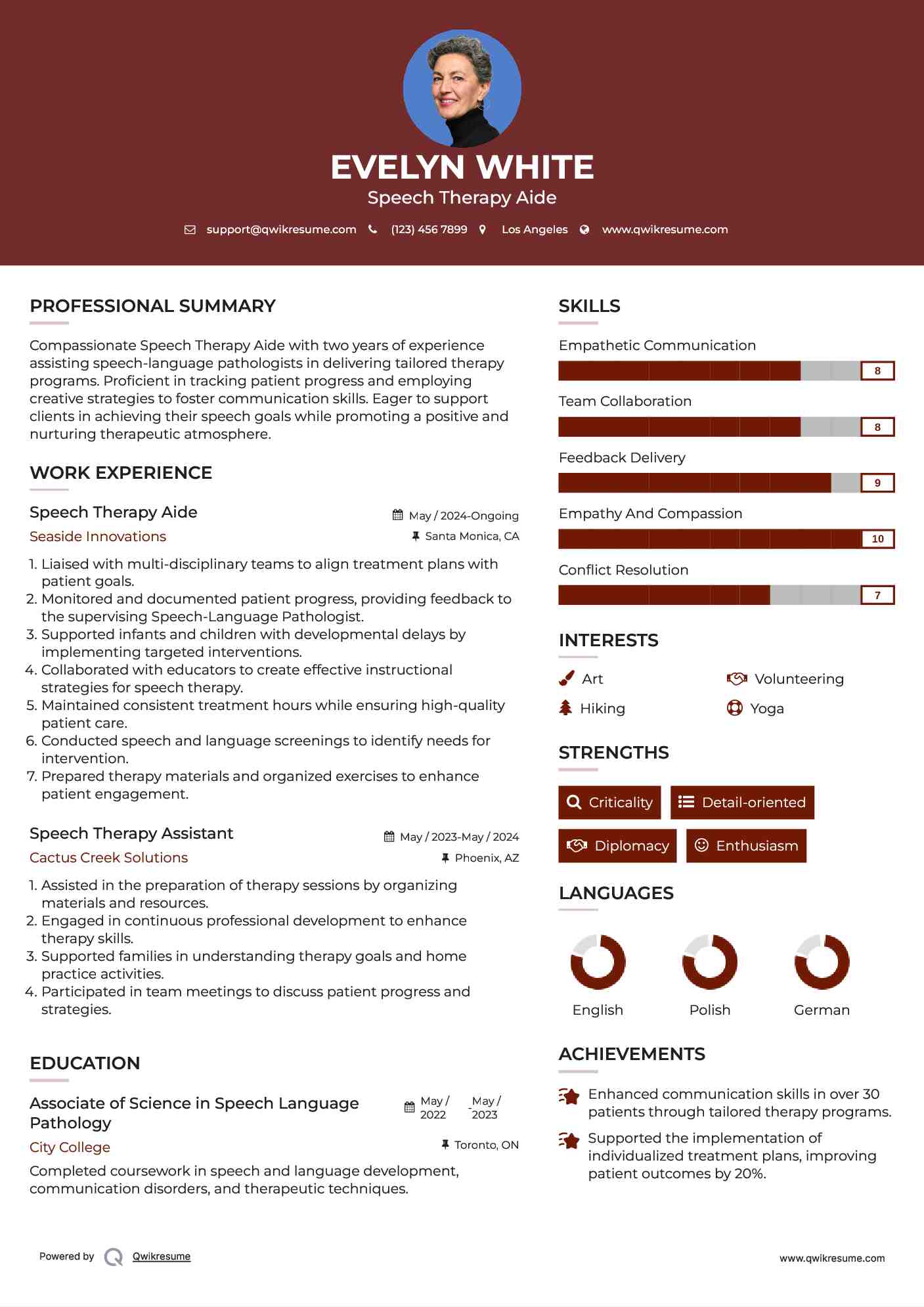 Speech Therapy Aide Resume Template