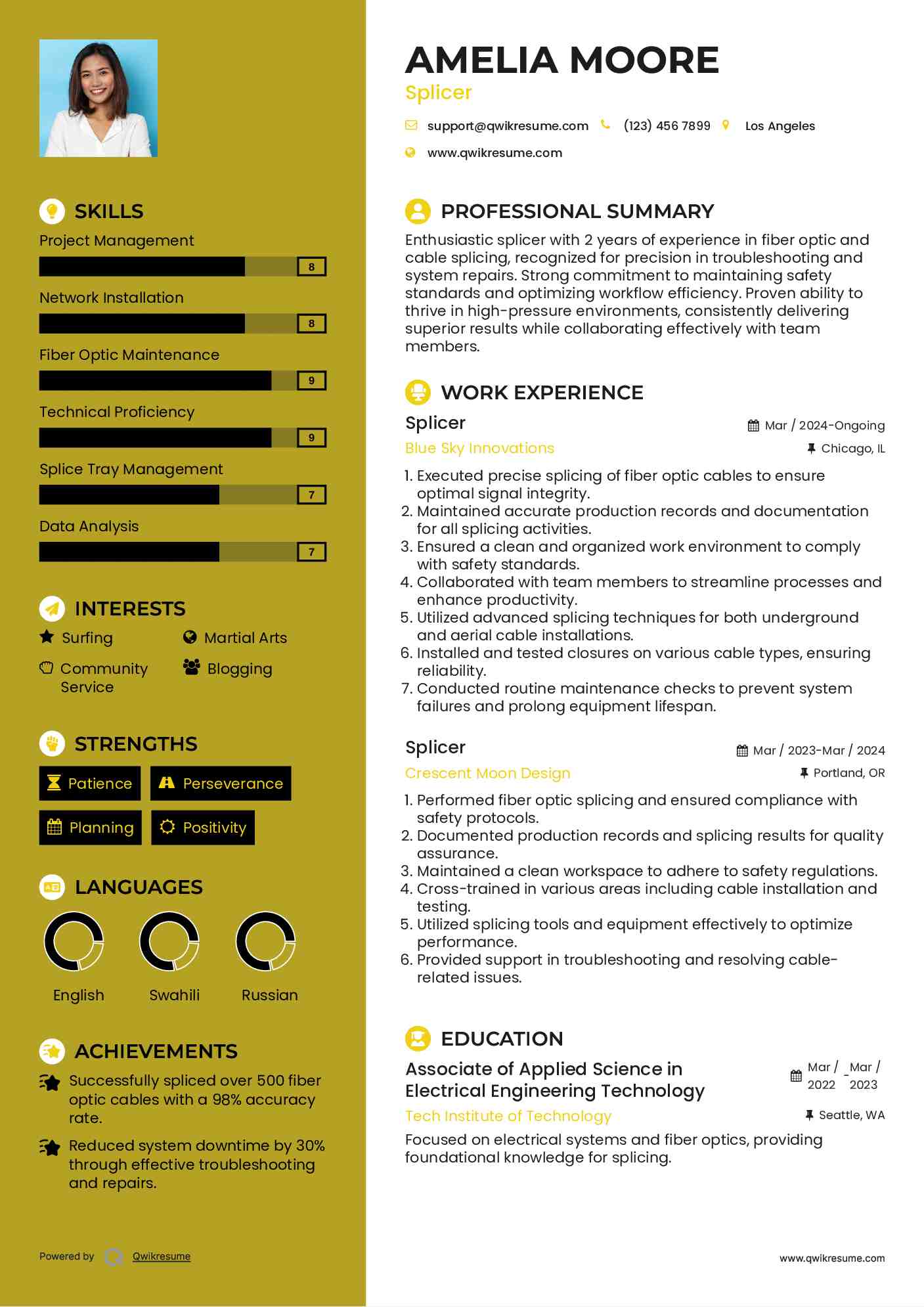 Splicer Resume Example
