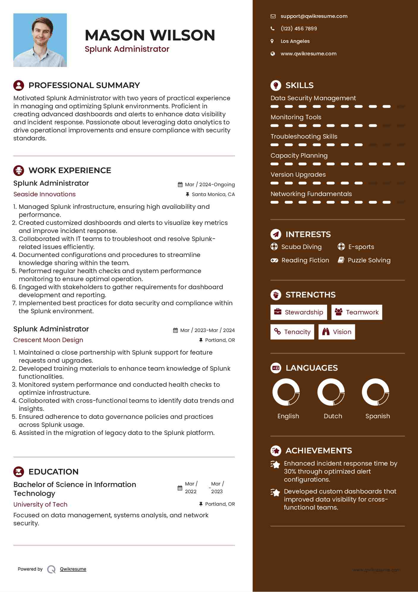 Splunk Administrator Resume Format