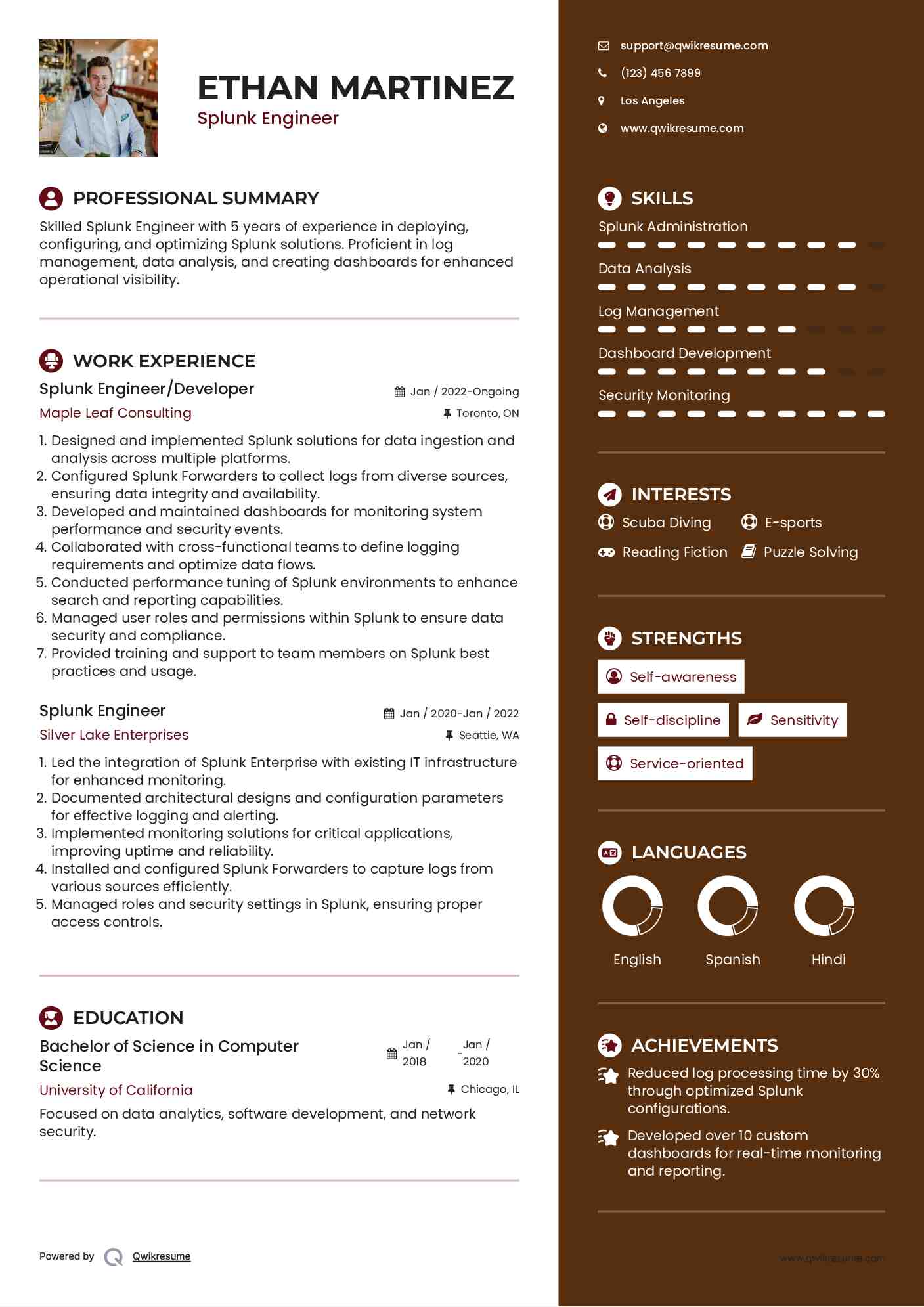 Splunk Engineer/Developer Resume Format